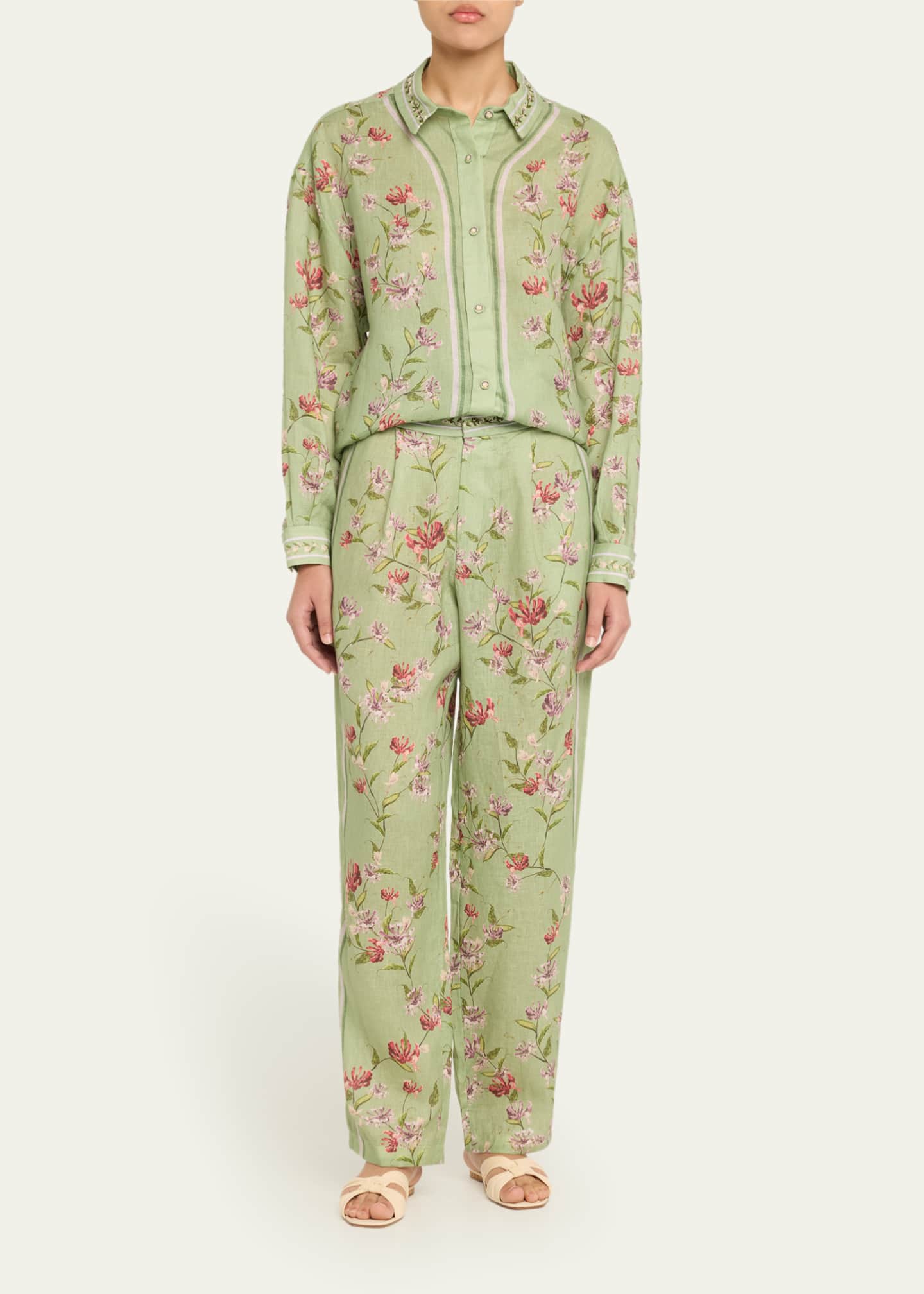 Agua by Agua Bendita Florecer Honeysuckle Linen Pants Image 2 of 5