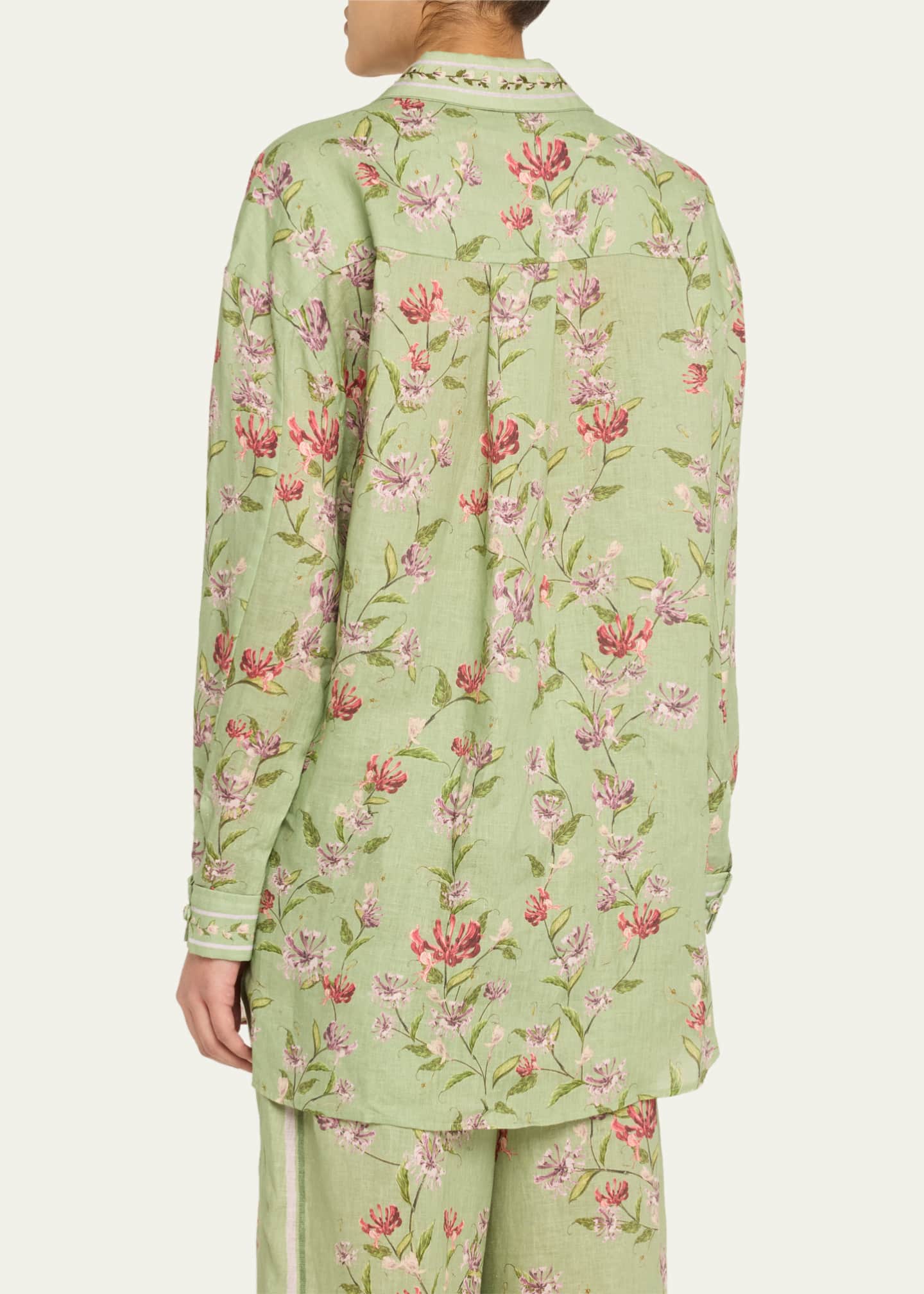 Agua by Agua Bendita Cecilia Honeysuckle Button-Front Linen Shirt Image 3 of 5