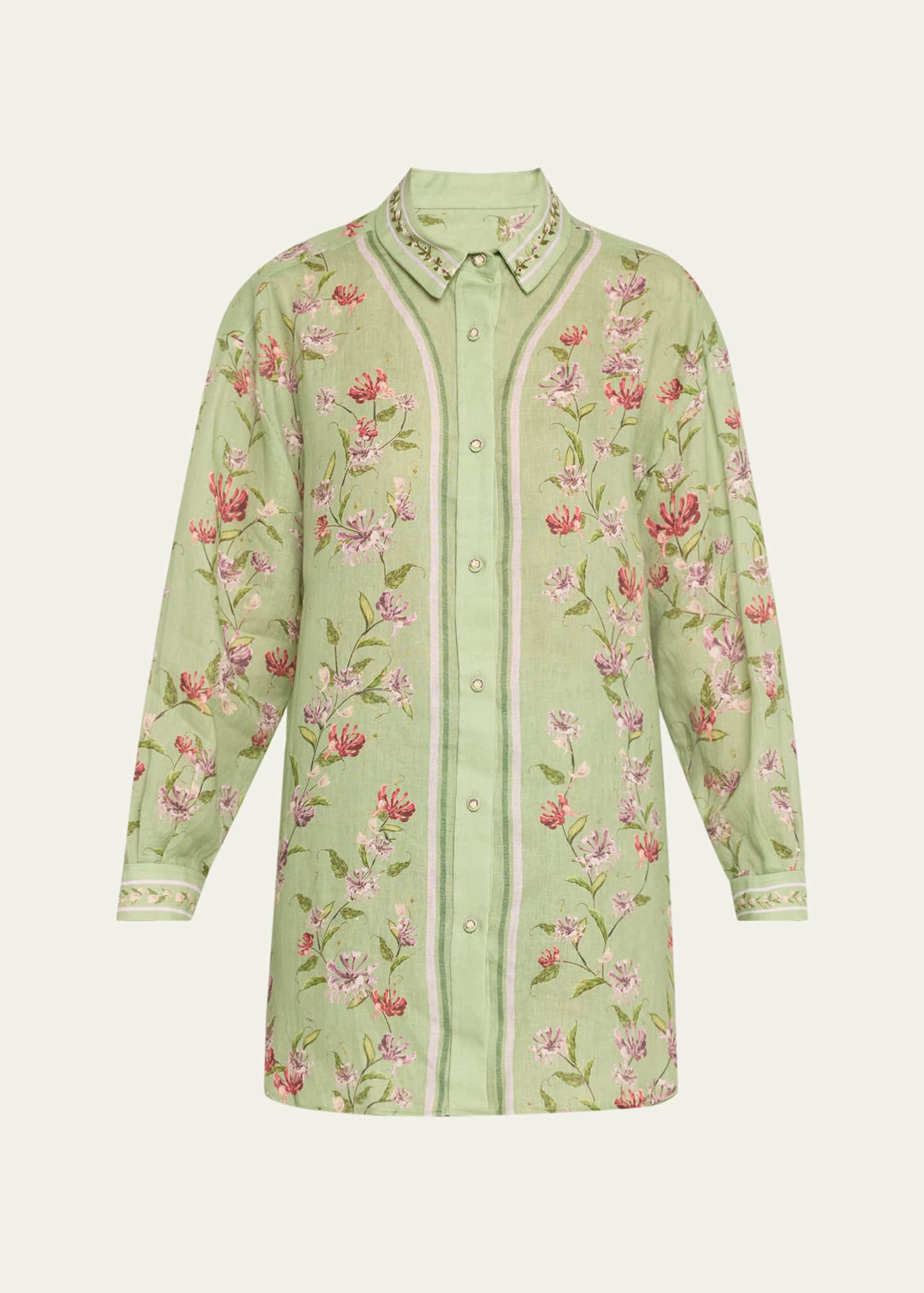 Agua by Agua Bendita Cecilia Honeysuckle Button-Front Linen Shirt Image 1 of 5