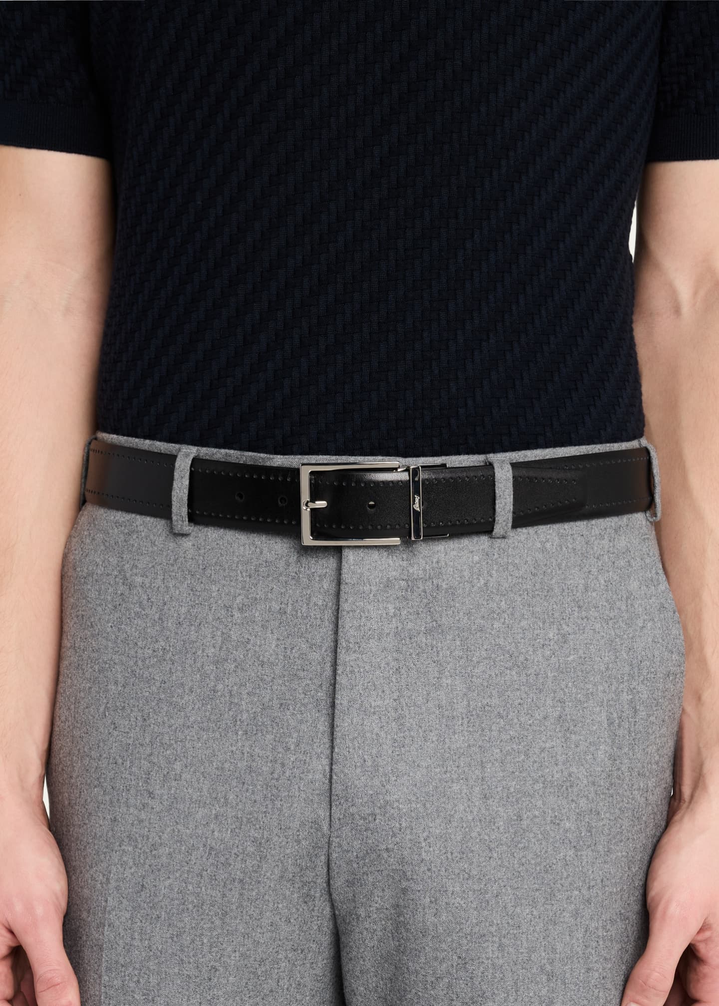 Brioni Men's Reversible Burnished Leather Belt Image 2 of 2