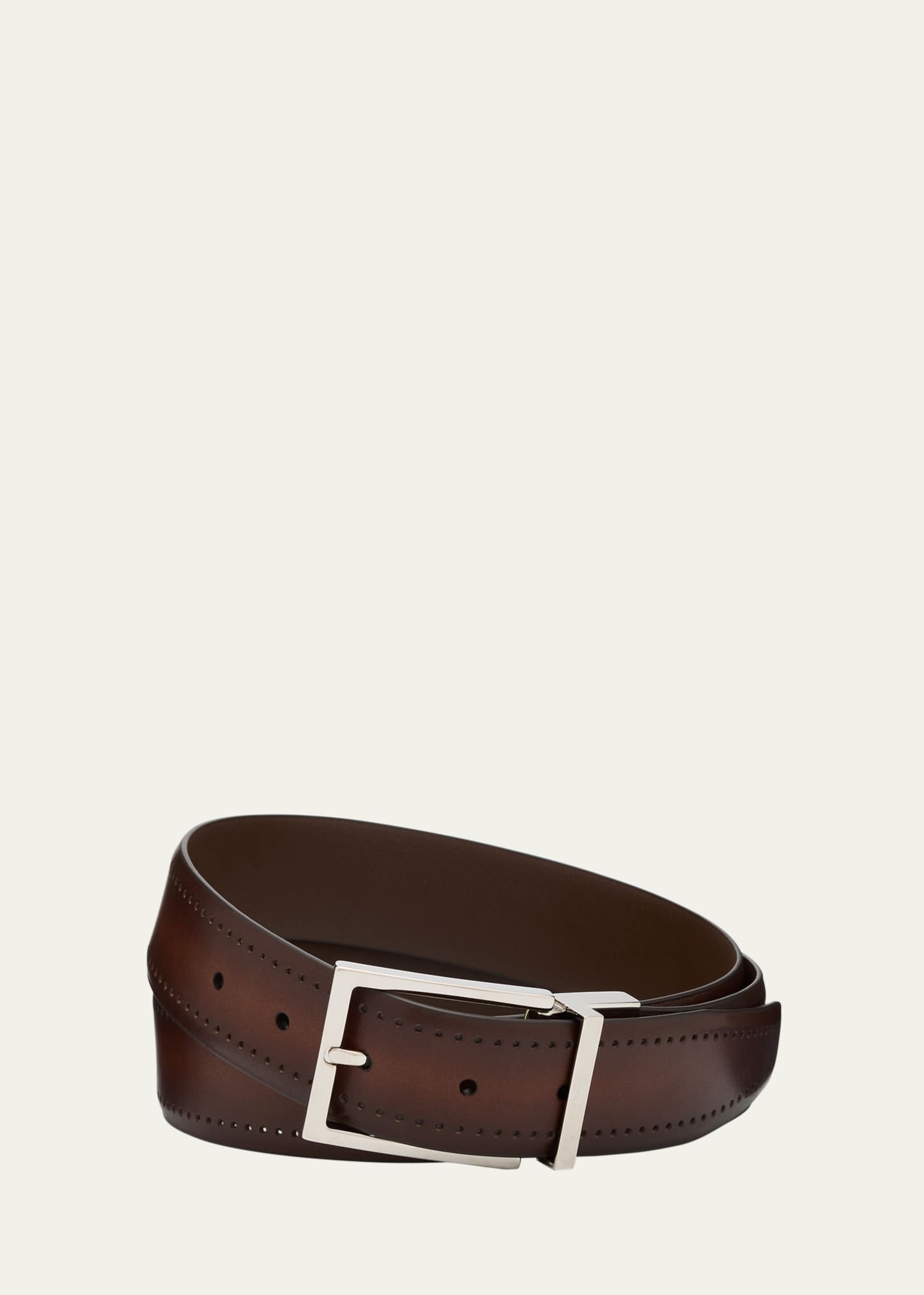 Brioni Men's Reversible Burnished Leather Belt Image 1 of 2