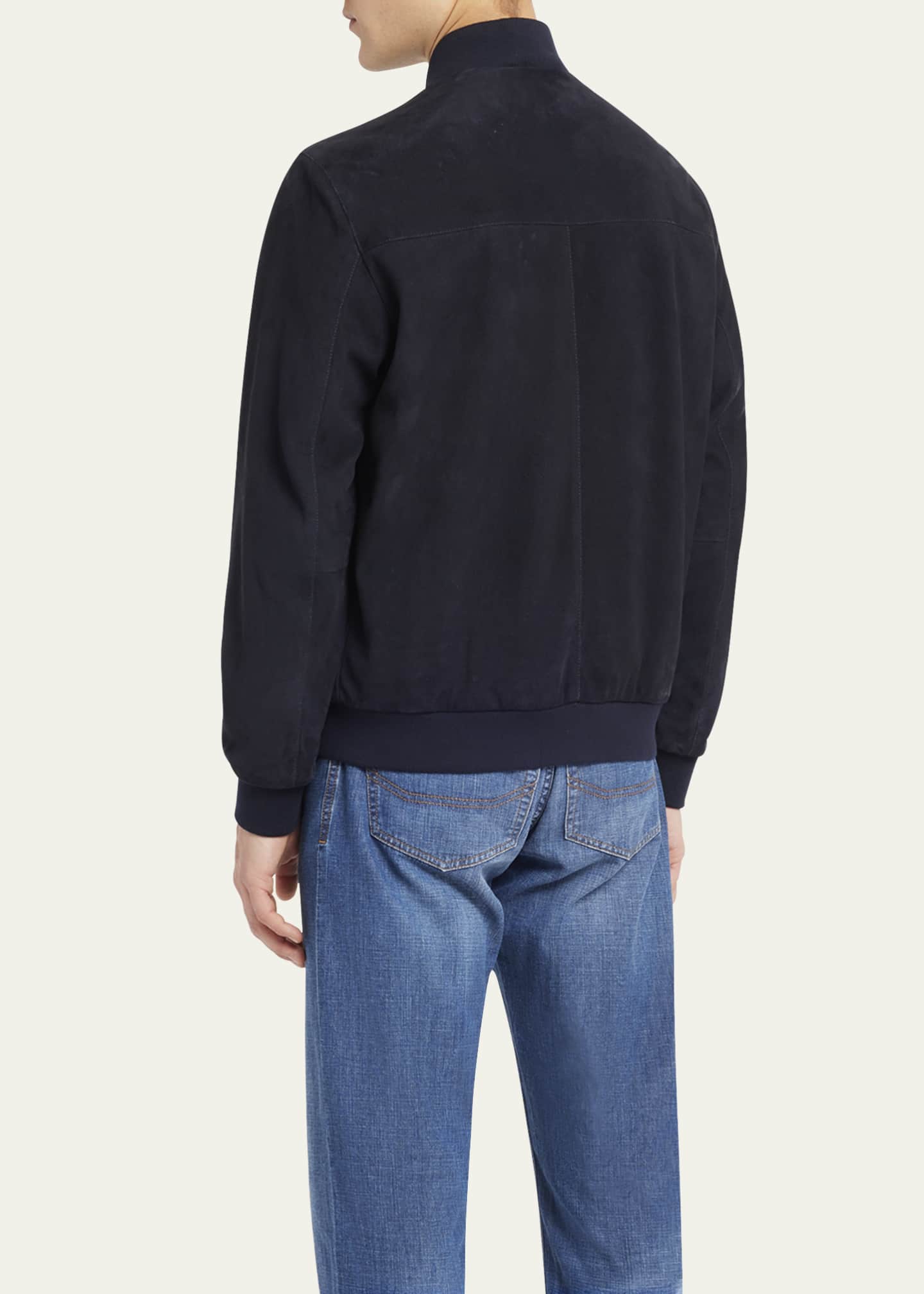 Brioni Men's Perferated Suede Bomber Jacket Image 3 of 5