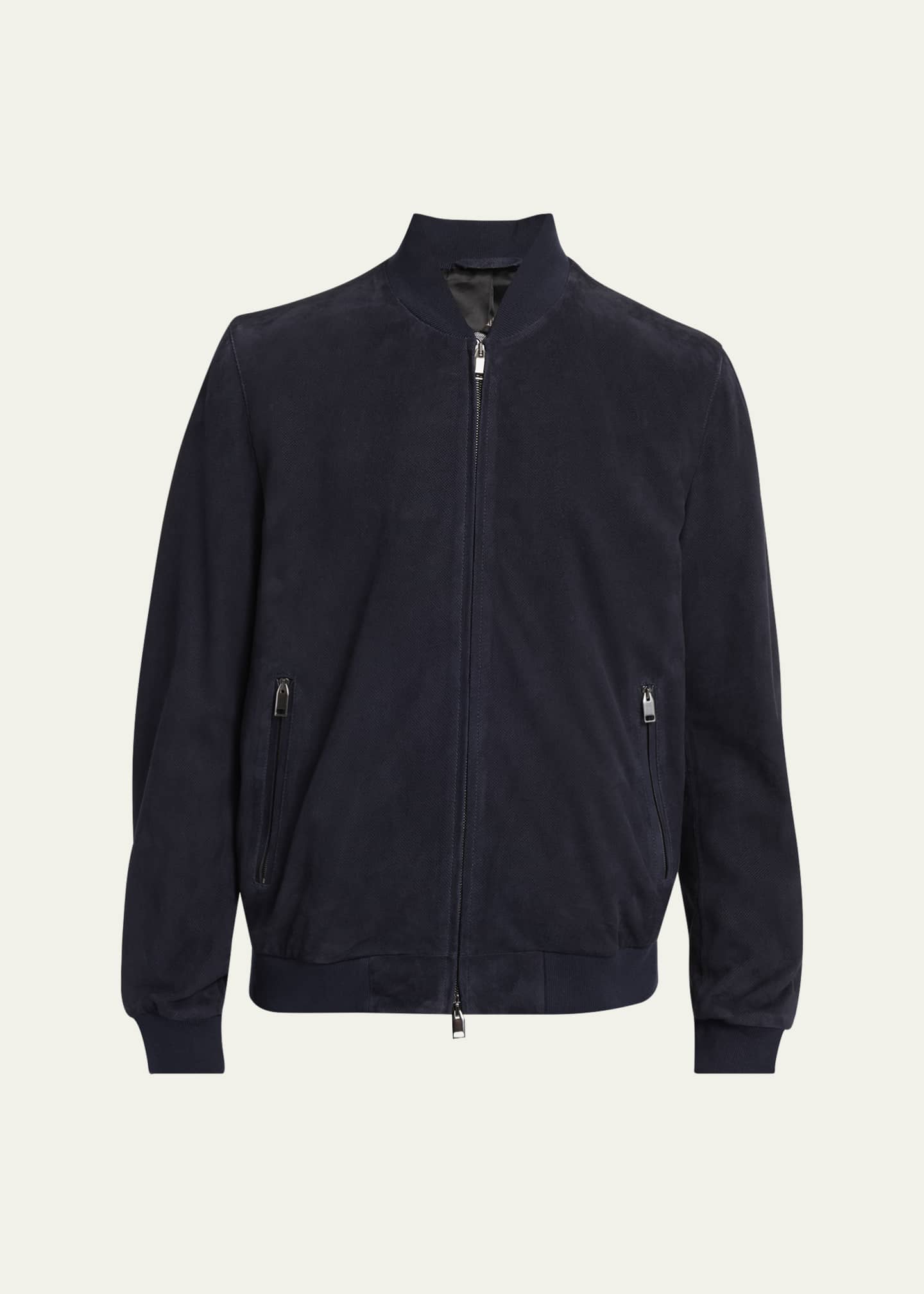 Brioni Men's Perferated Suede Bomber Jacket Image 1 of 5