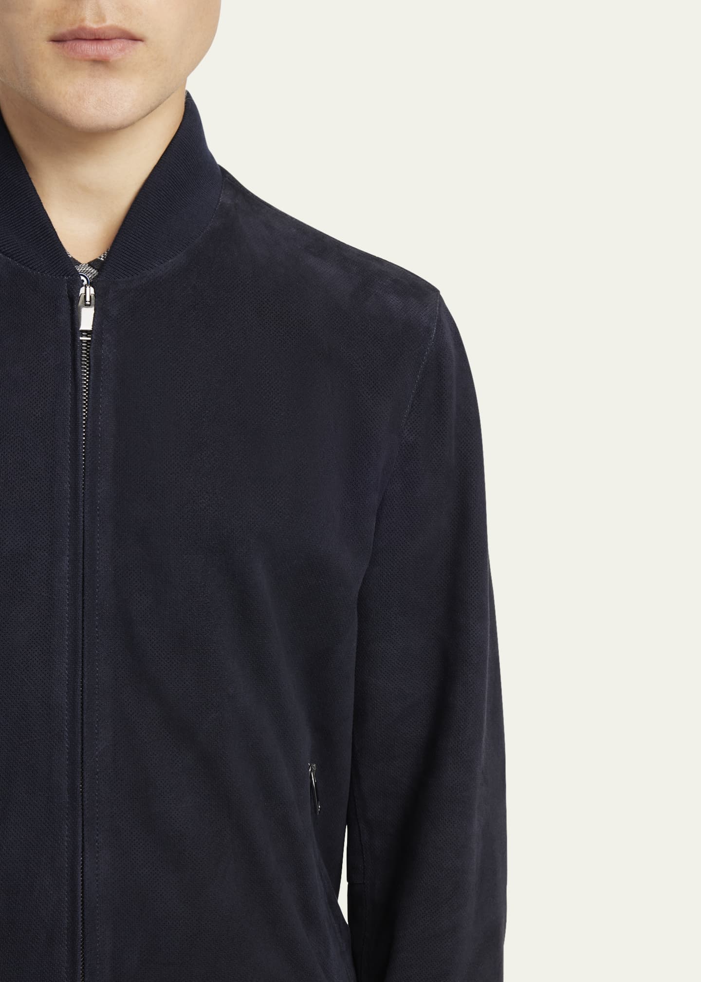 Brioni Men's Perferated Suede Bomber Jacket Image 5 of 5