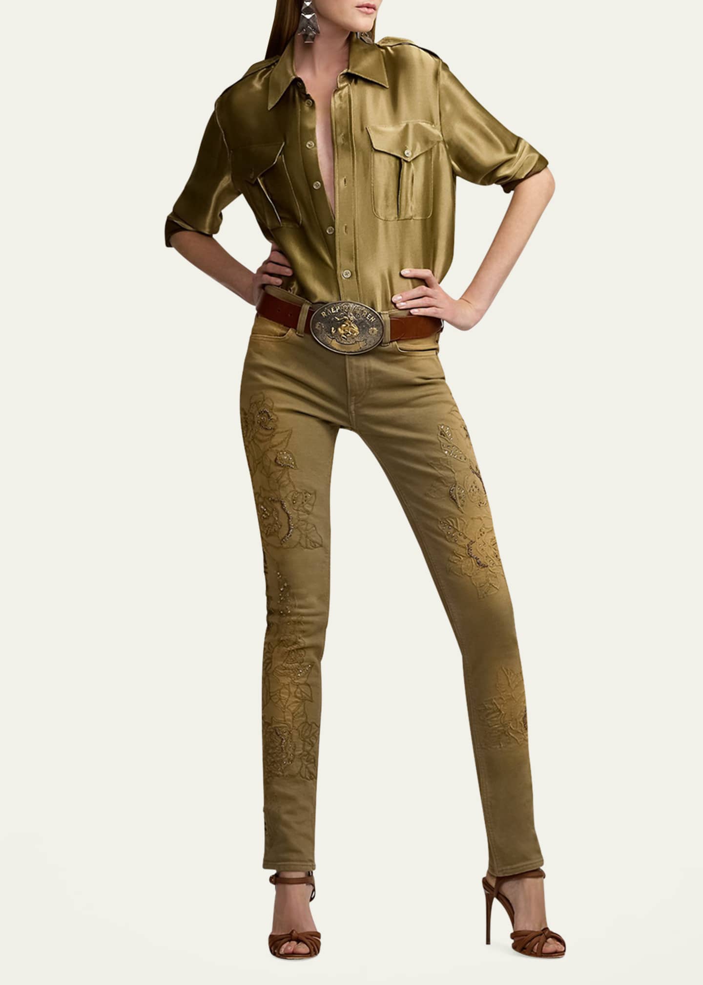 Ralph Lauren Collection Natalie Metallic Satin Shirt Image 2 of 5