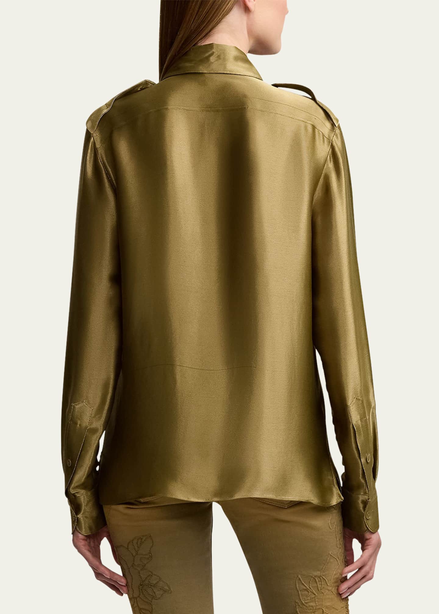 Ralph Lauren Collection Natalie Metallic Satin Shirt Image 3 of 5
