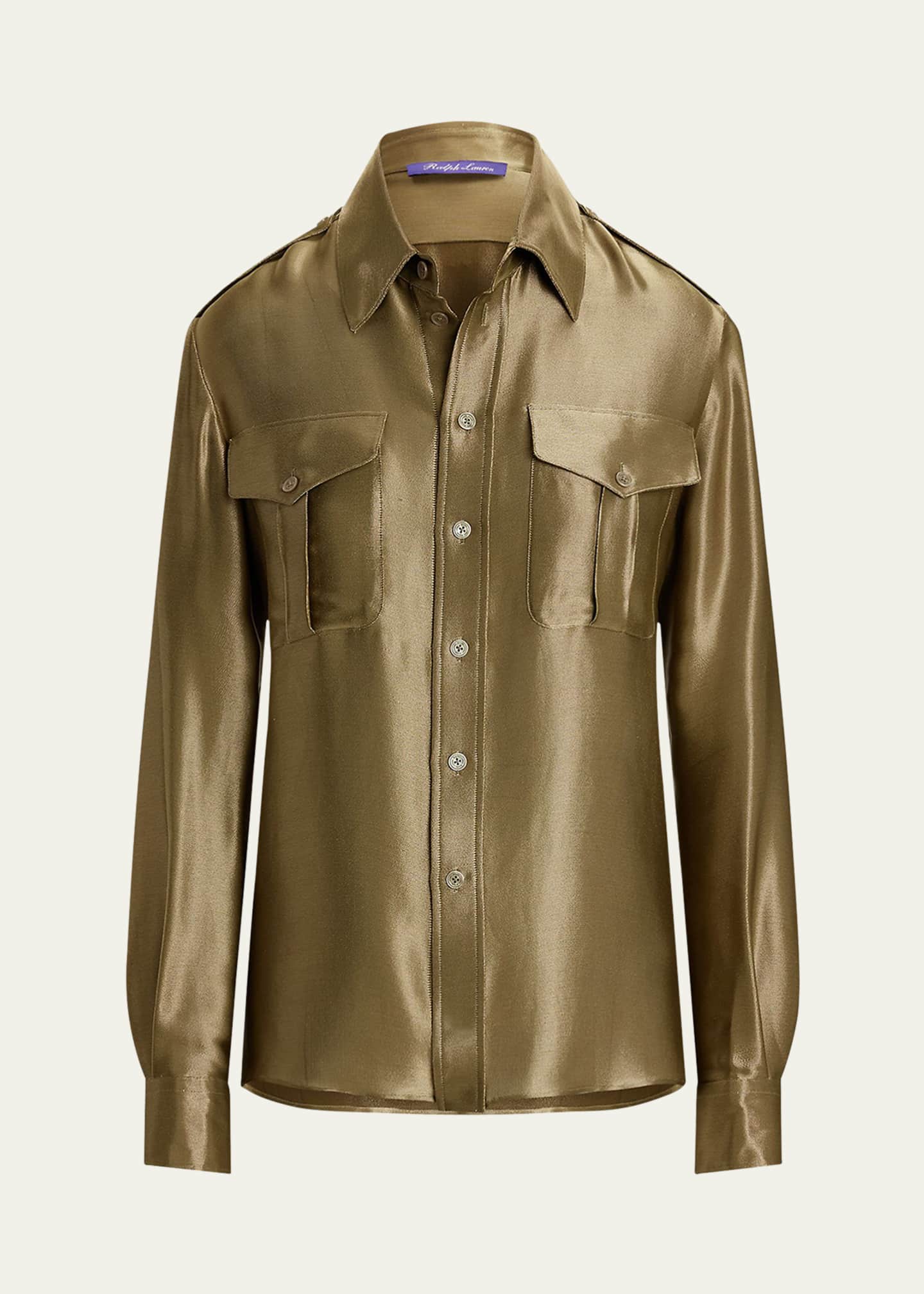 Ralph Lauren Collection Natalie Metallic Satin Shirt Image 1 of 5