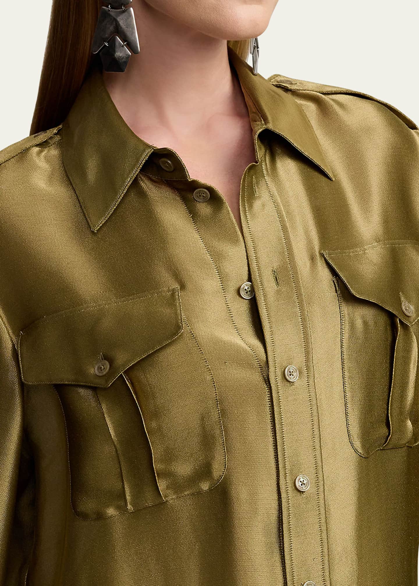 Ralph Lauren Collection Natalie Metallic Satin Shirt Image 5 of 5