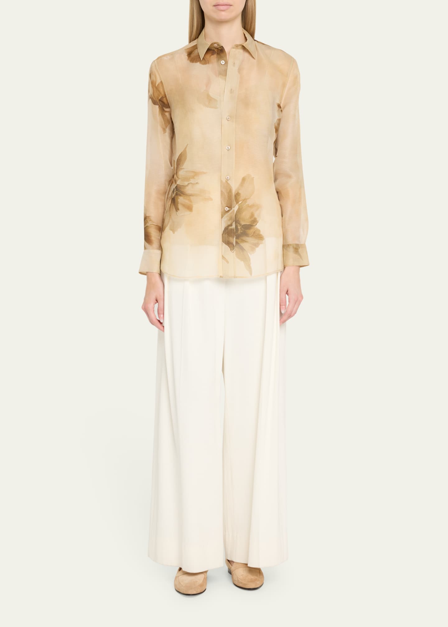 Ralph Lauren Collection Adrienne Siena Floral Silk Button-Down Shirt Image 2 of 5