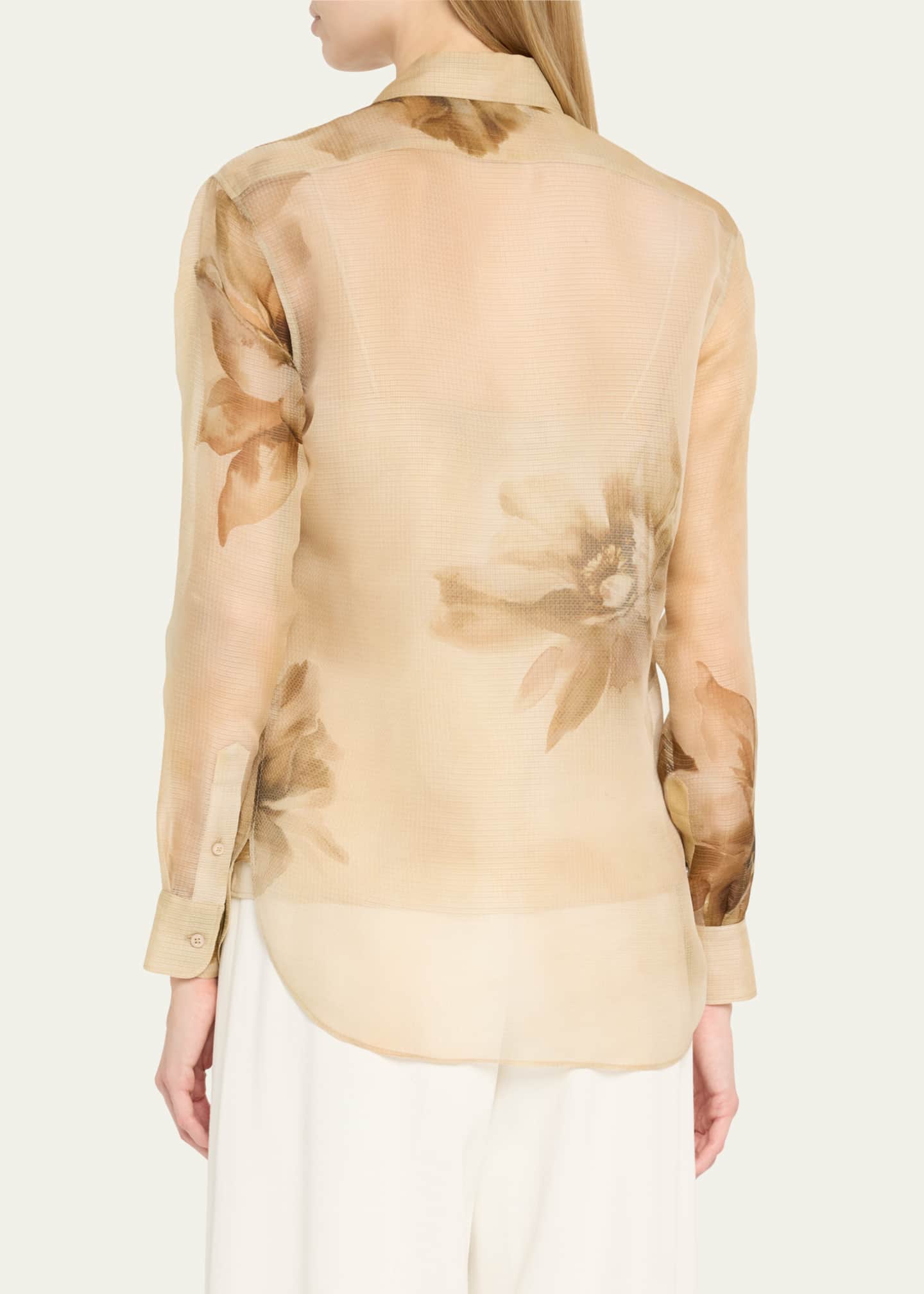 Ralph Lauren Collection Adrienne Siena Floral Silk Button-Down Shirt Image 3 of 5