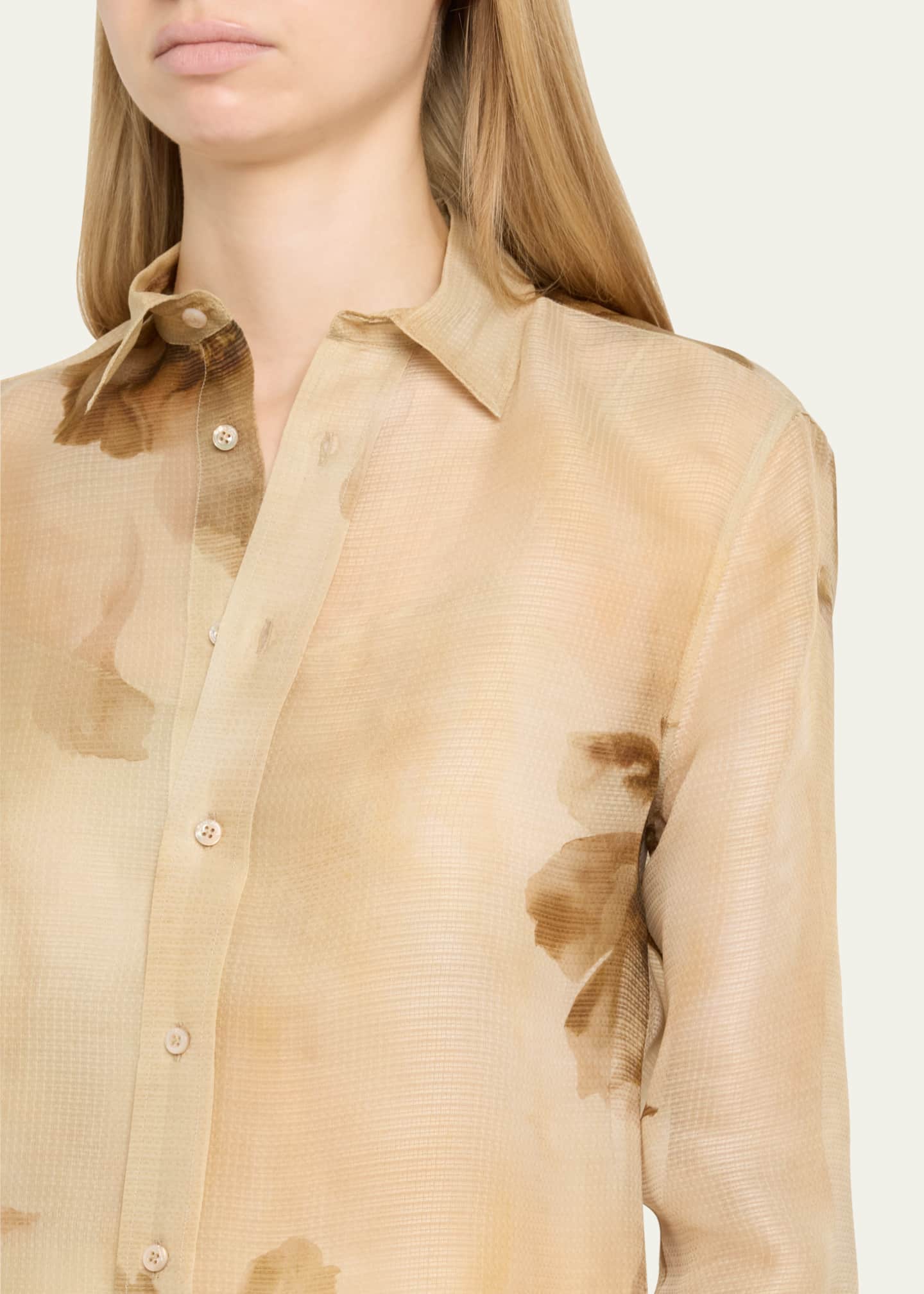 Ralph Lauren Collection Adrienne Siena Floral Silk Button-Down Shirt Image 5 of 5