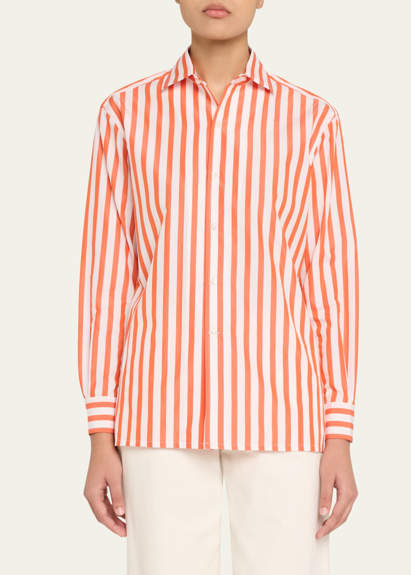 Ralph Lauren Collection Capri Relaxed Fit Striped Cotton Shirt Image 4 of 5
