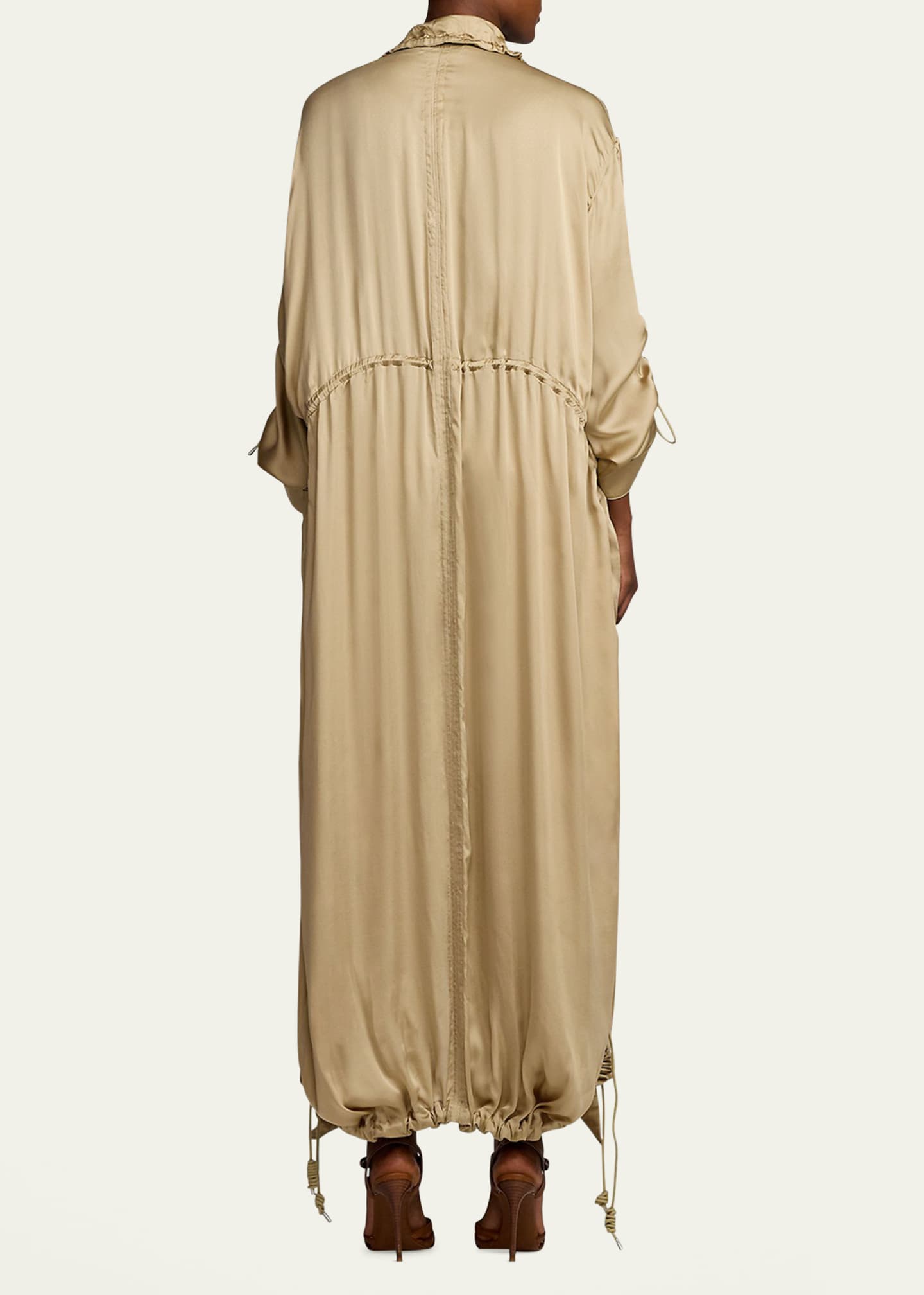 Amberly Silk Charmeuse Long Coat - Thumbnail 3