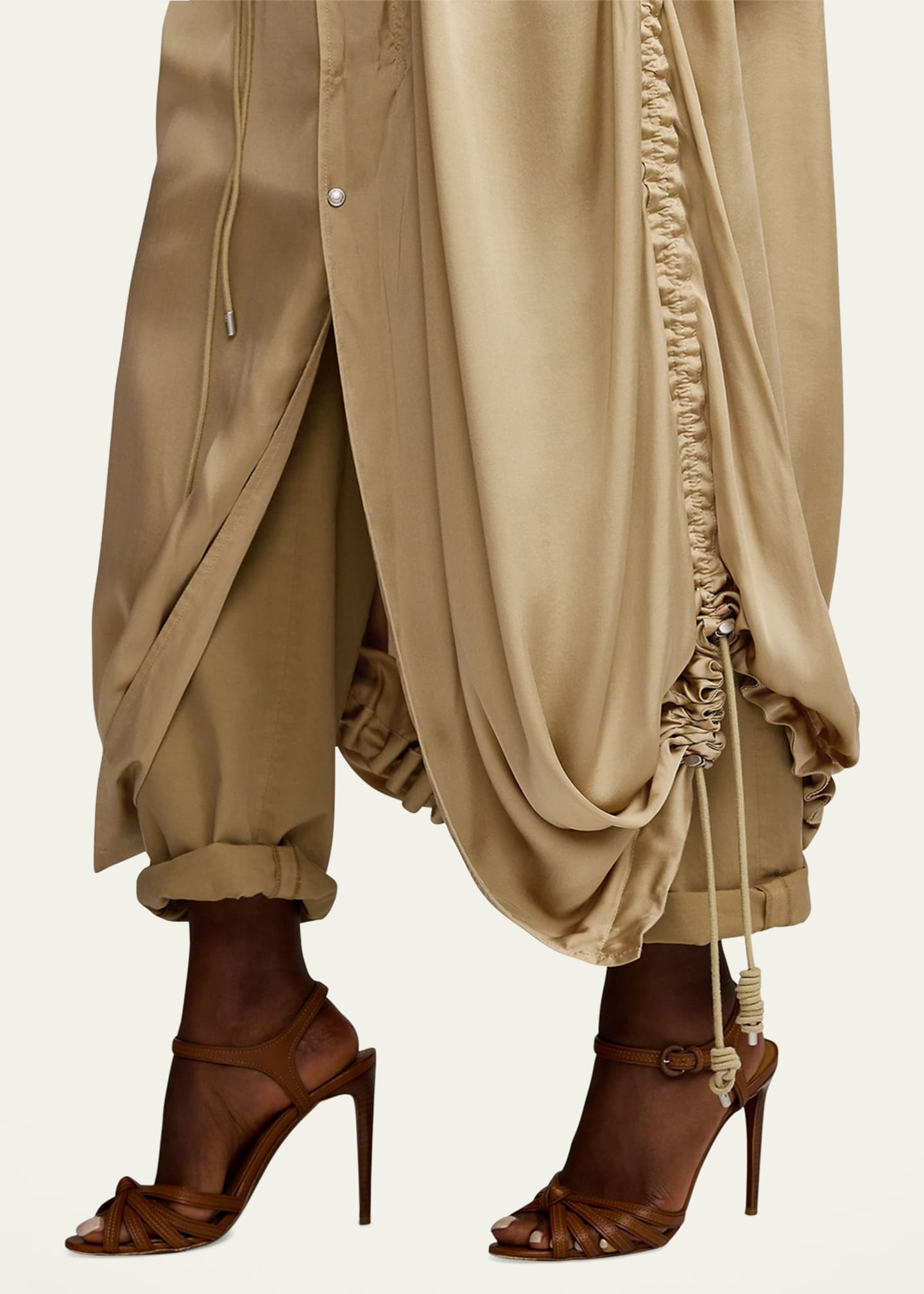 Amberly Silk Charmeuse Long Coat - Thumbnail 5