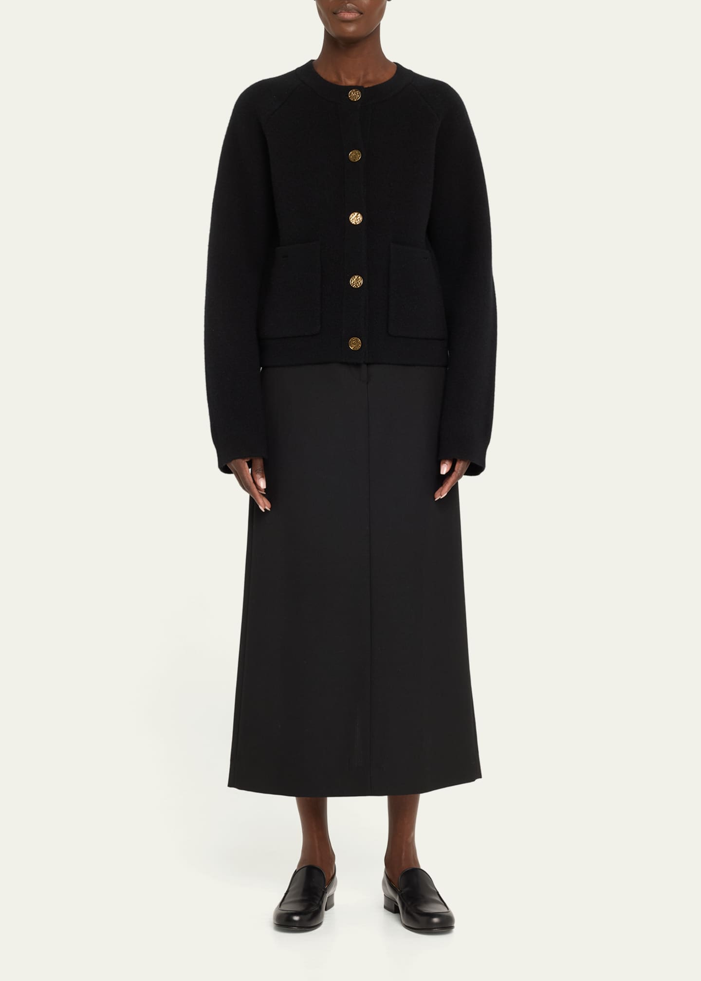 Toteme Hammered Button Wool Cashmere Cardigan Image 2 of 5