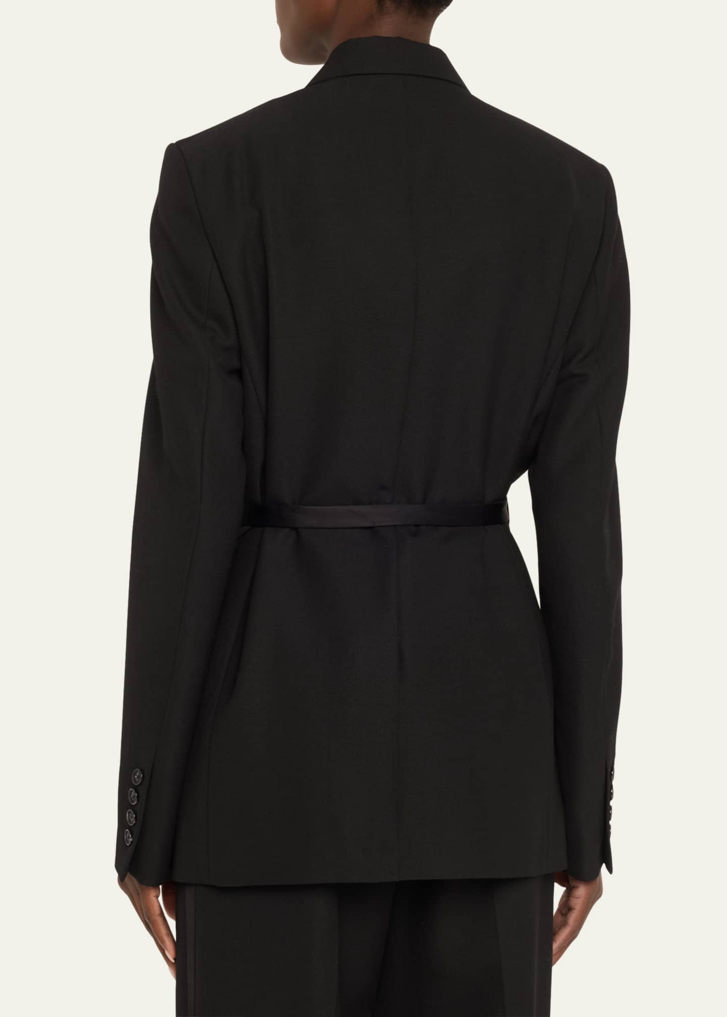 Toteme Satin Lapel Wrap Wool Blazer Image 3 of 5