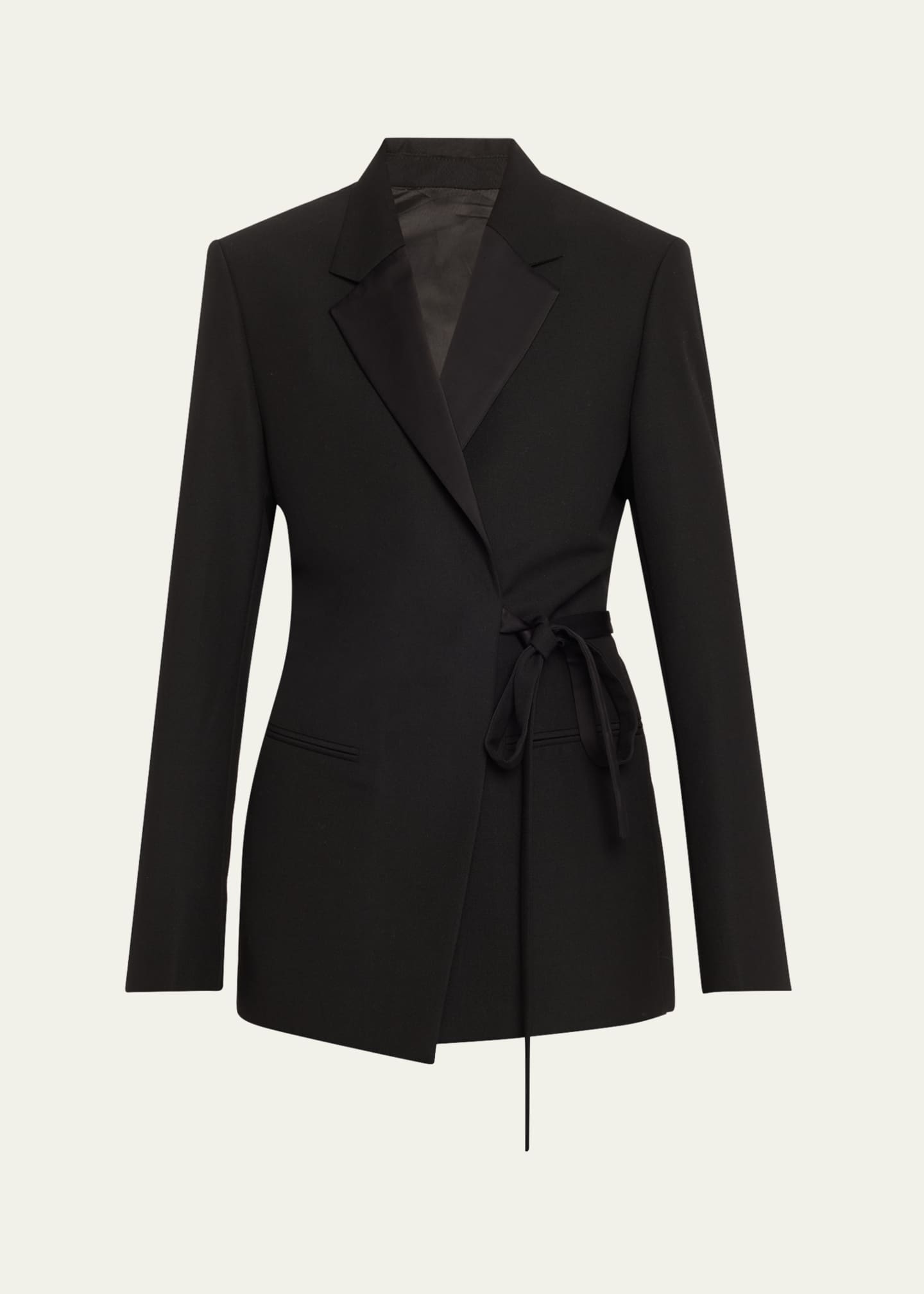 Toteme Satin Lapel Wrap Wool Blazer Image 1 of 5