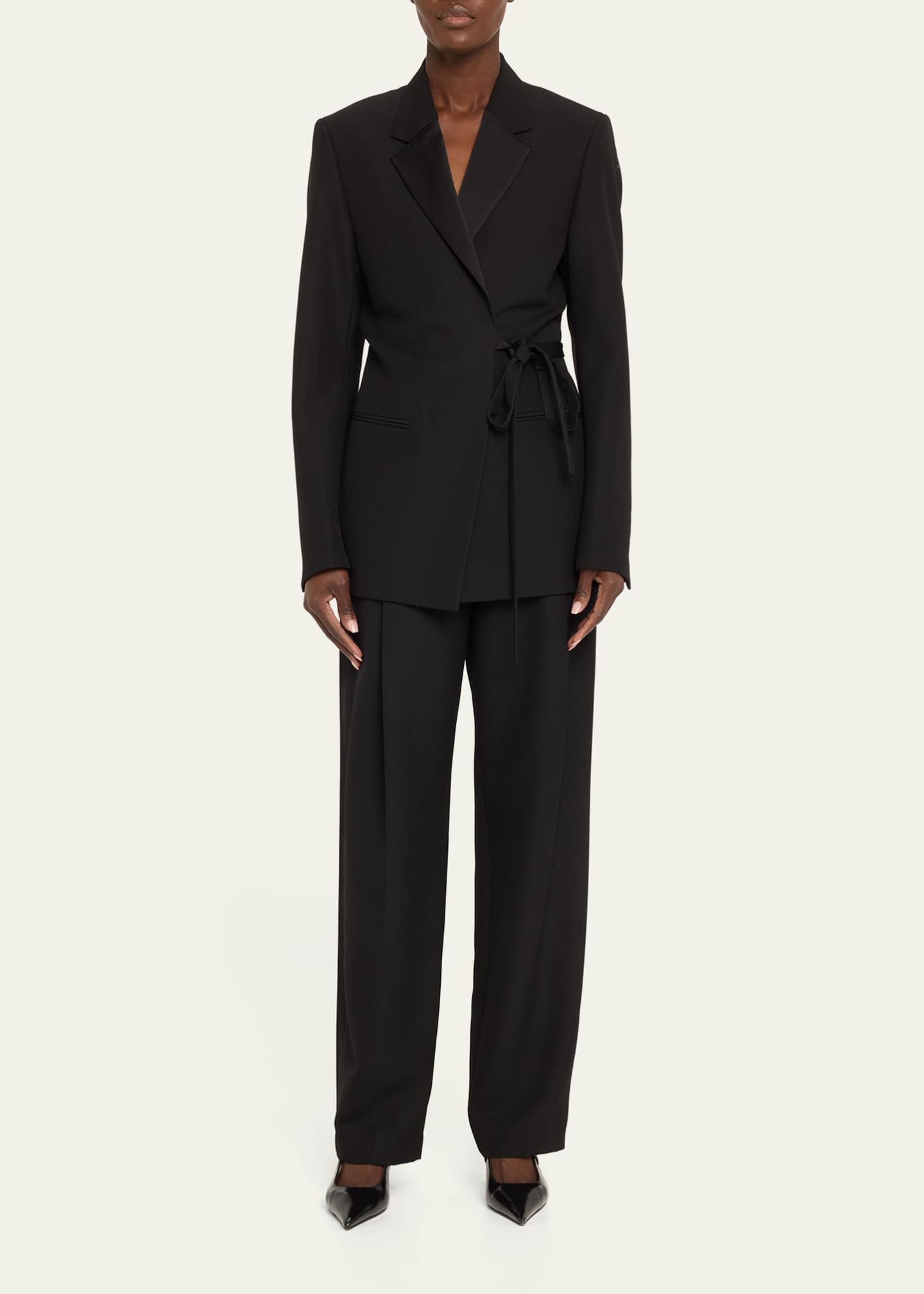 Pleated Straight Wool Trousers
