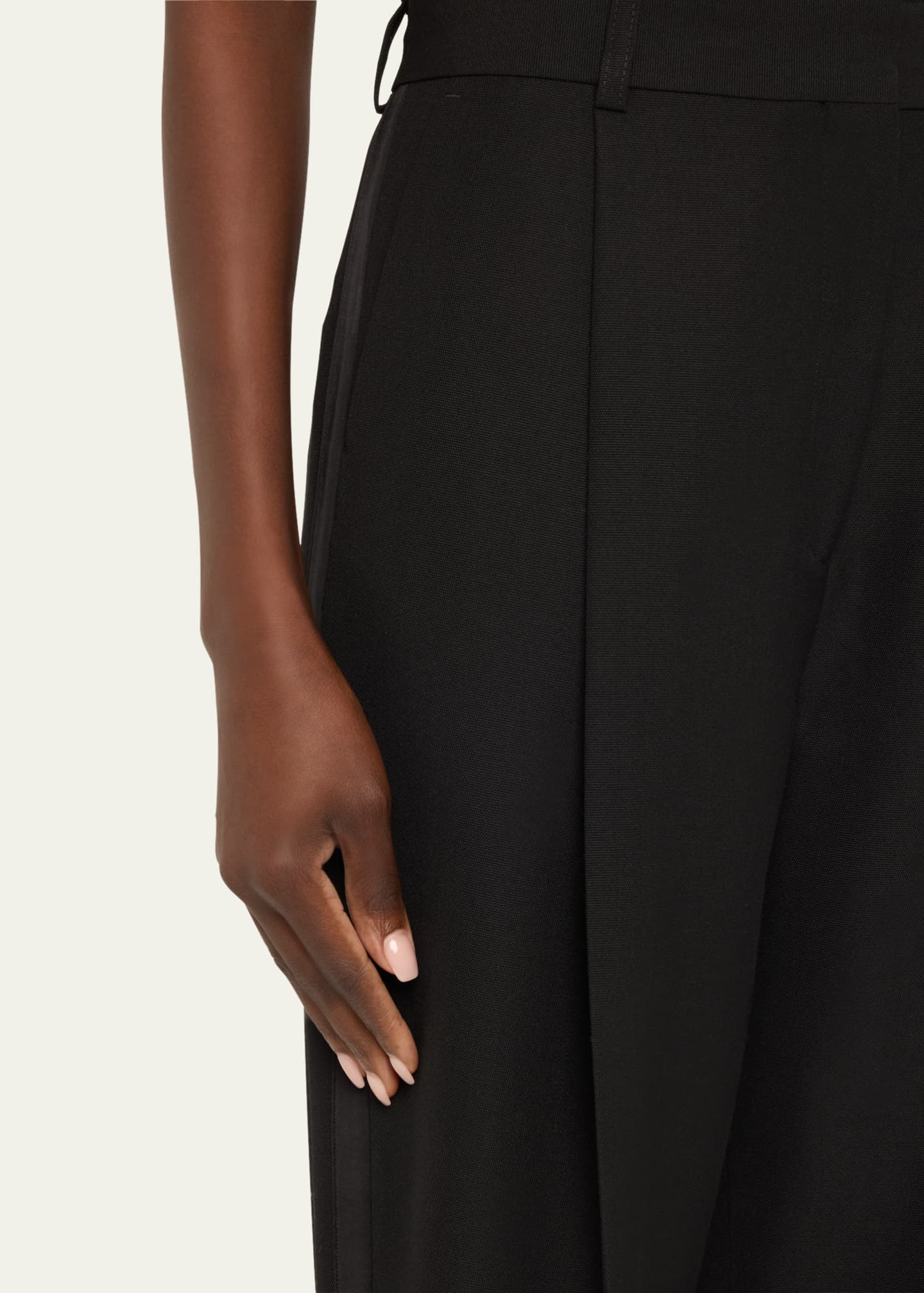 Pleated Straight Wool Trousers