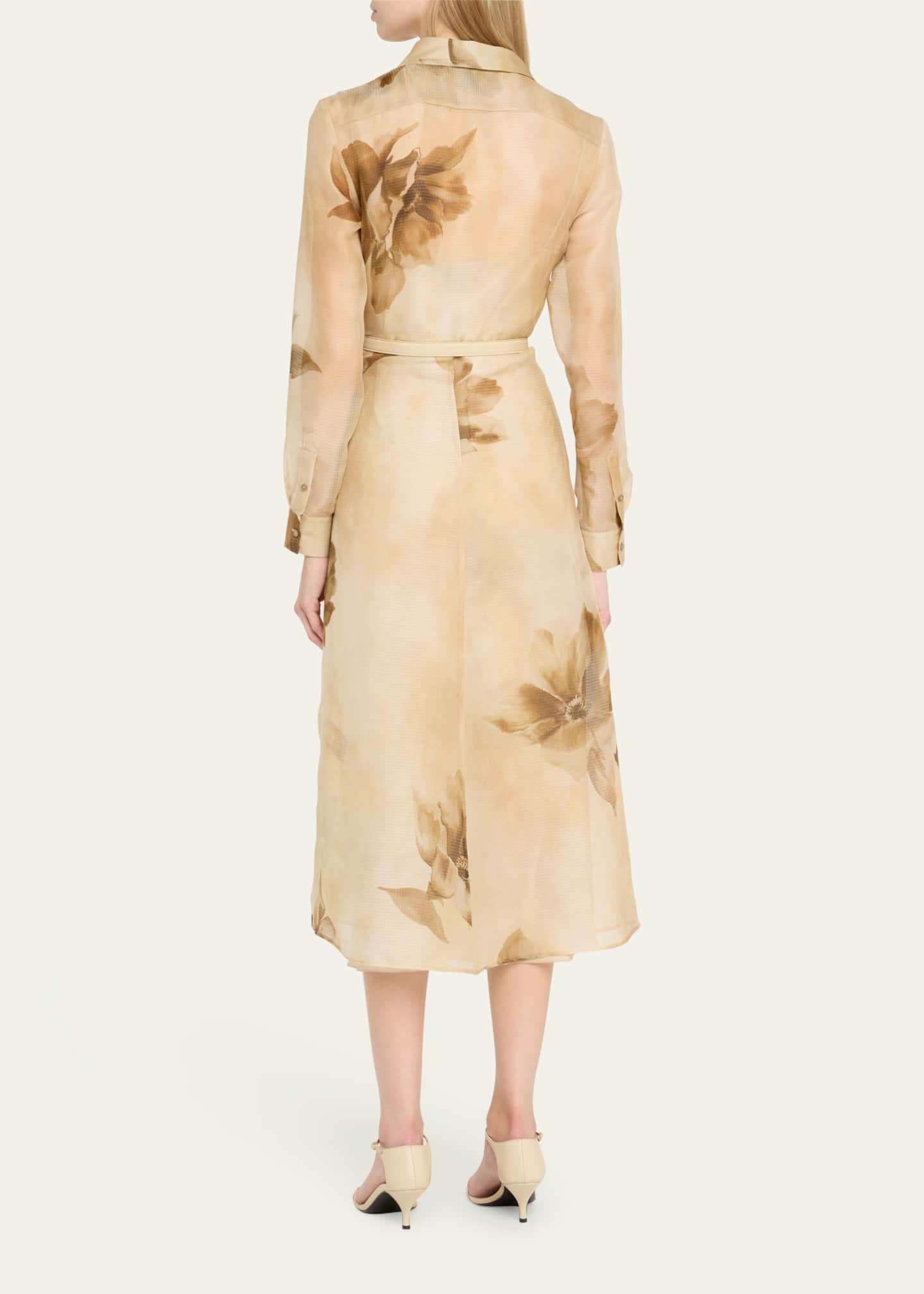Ralph Lauren Collection Aniyah Floral Gauze Belted Wrap Midi Dress Image 3 of 5