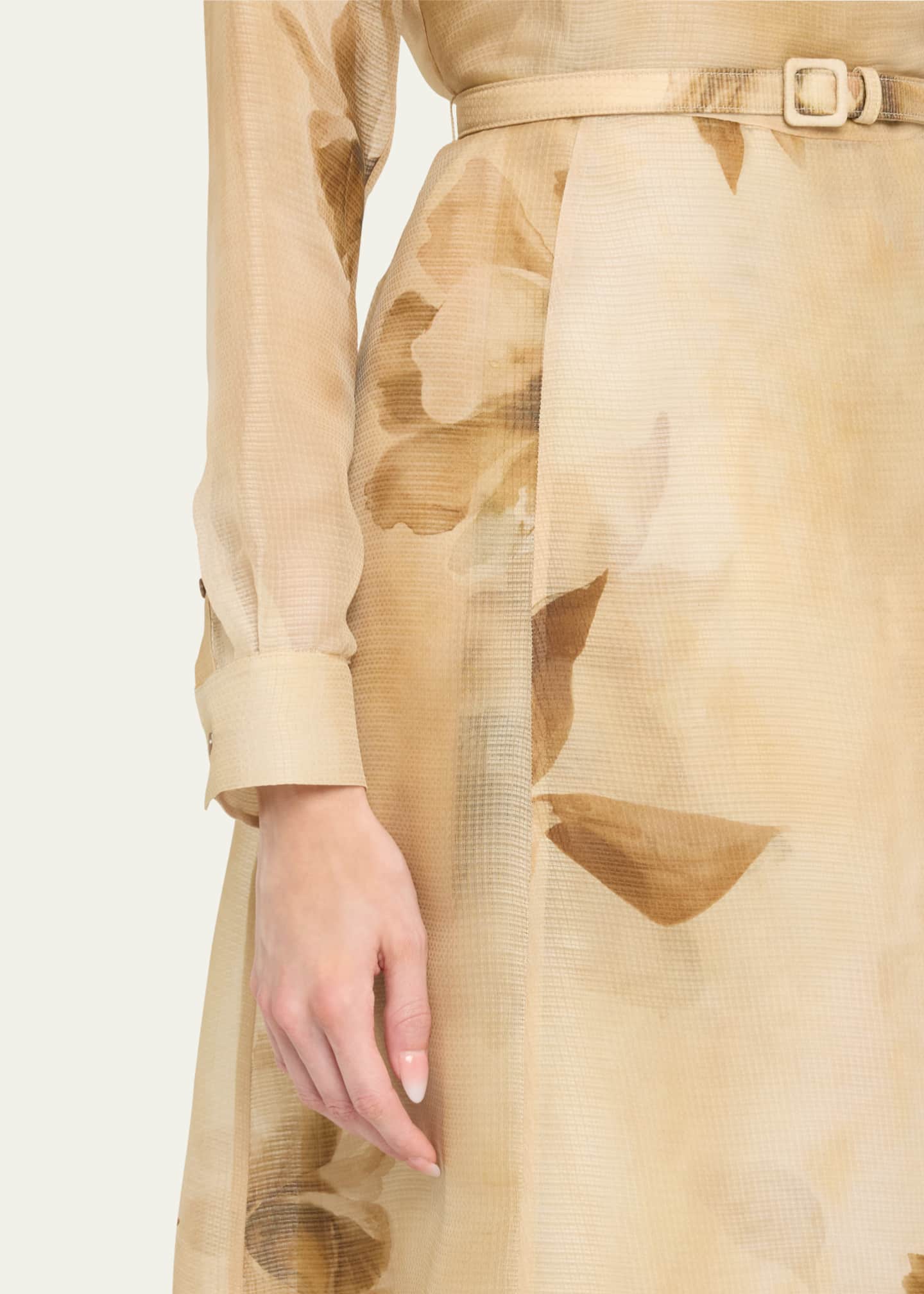 Ralph Lauren Collection Aniyah Floral Gauze Belted Wrap Midi Dress Image 5 of 5