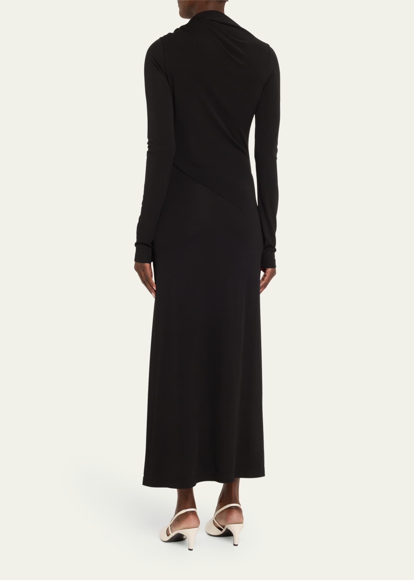Long Draped Jersey Dress - Thumbnail 3