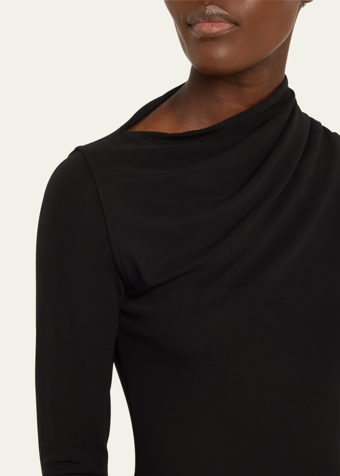 Long Draped Jersey Dress - Thumbnail 5