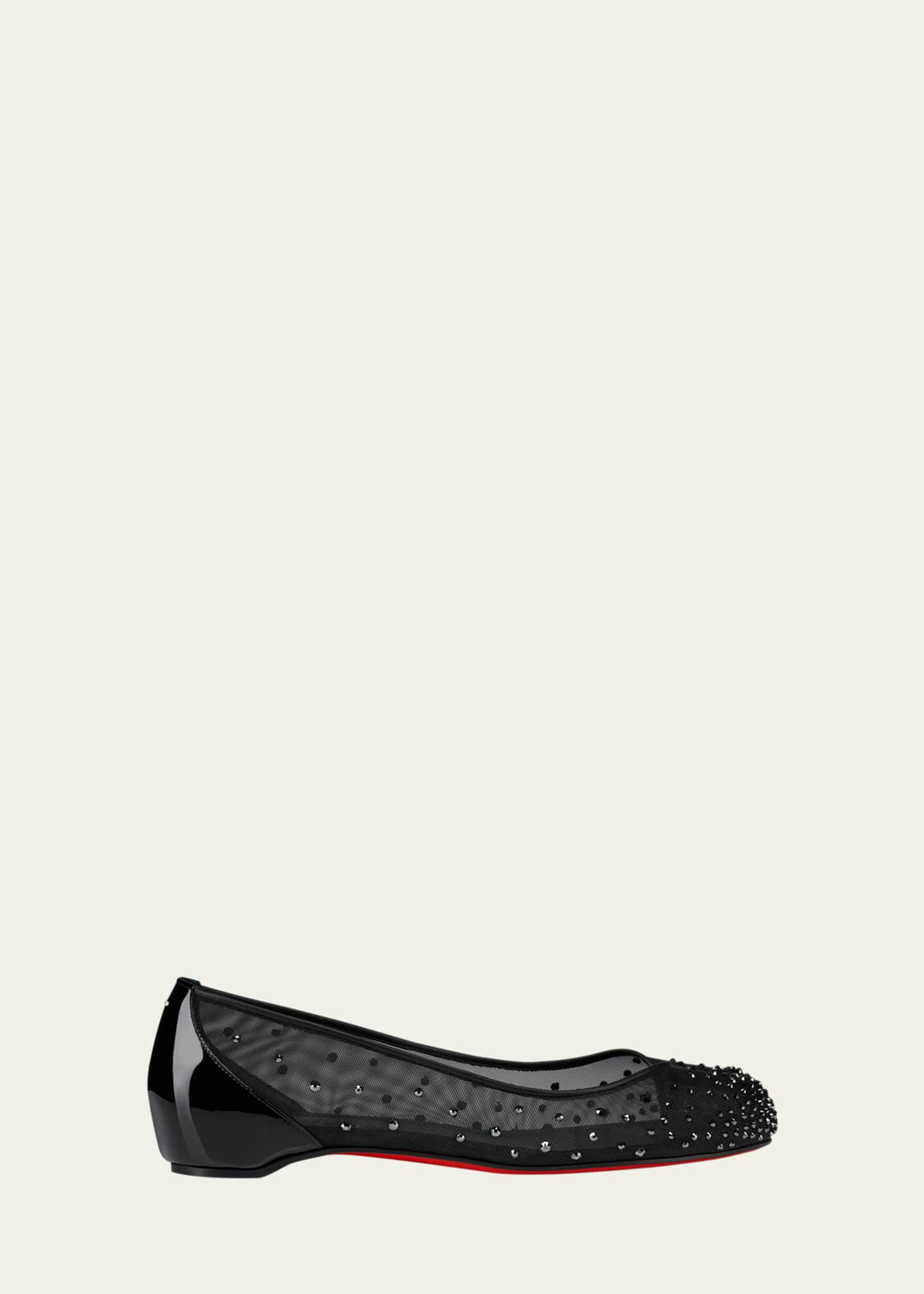 Christian Louboutin Marlougiela Strass Red Sole Ballerina Flats