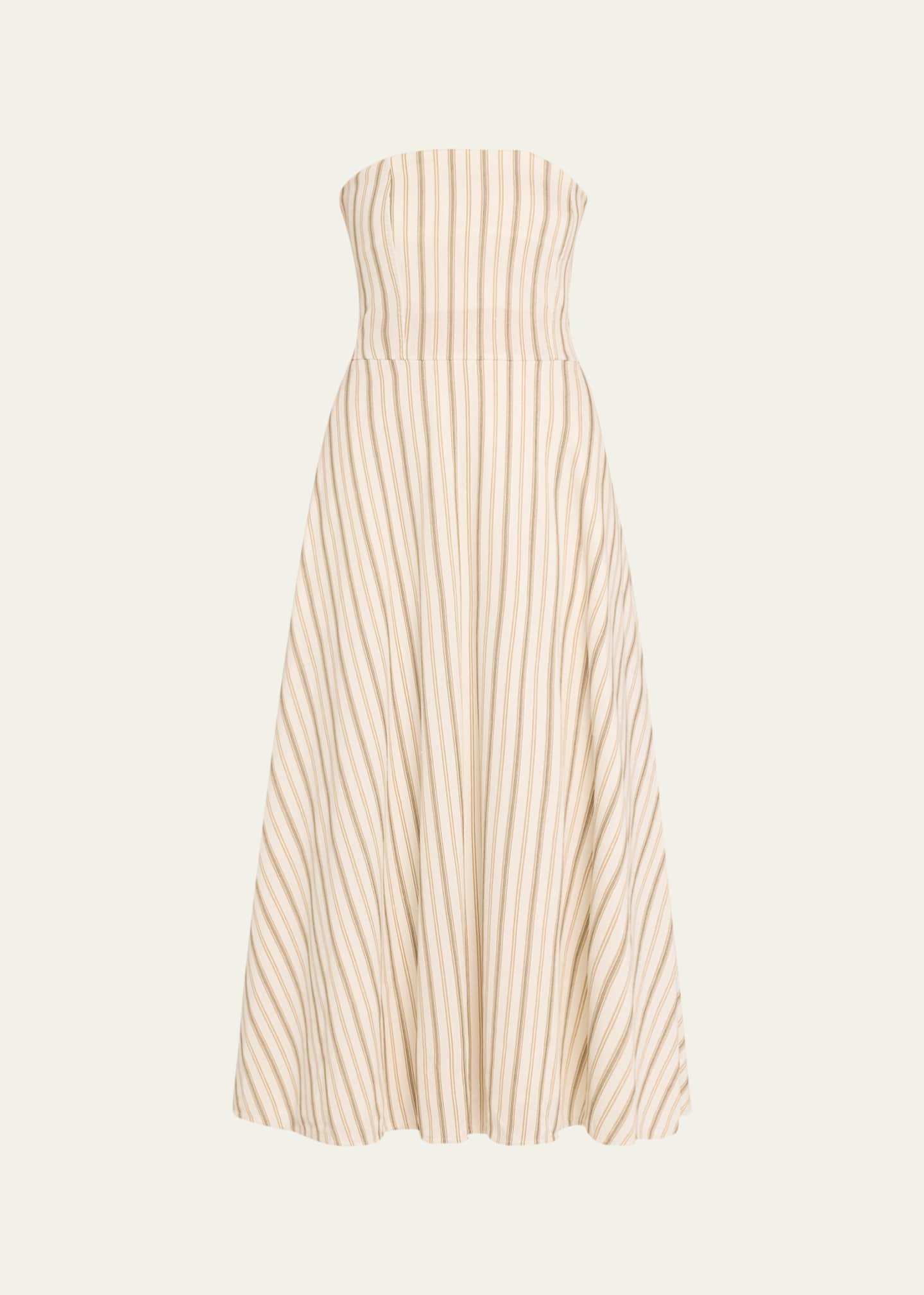 Max Mara Fervida Stripe Strapless Midi Dress Image 1 of 5