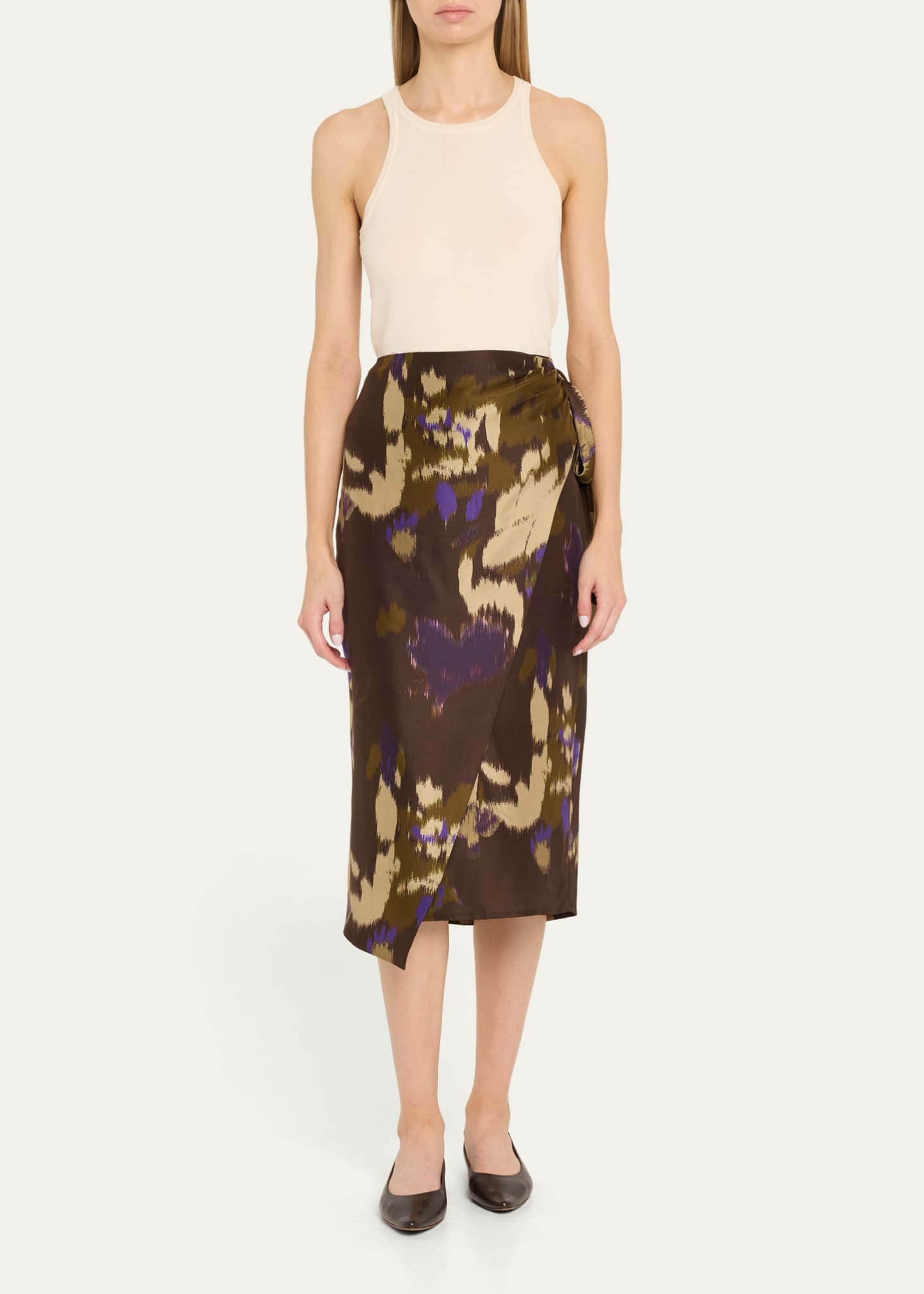 Max Mara Dritto Abstract Wrap Midi Skirt Image 2 of 5