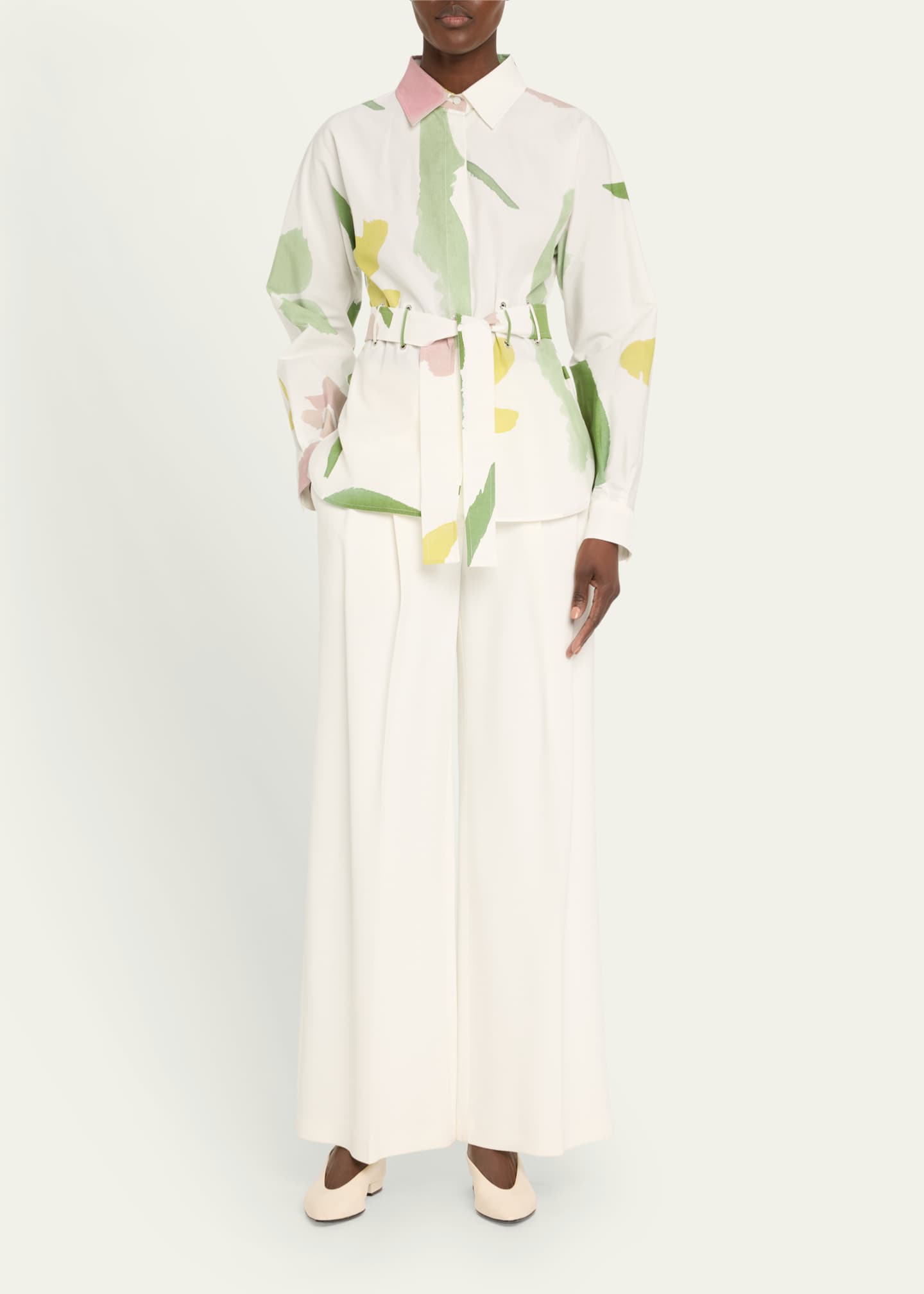 Max Mara Quiete Abstract Print Belted Top Image 2 of 5