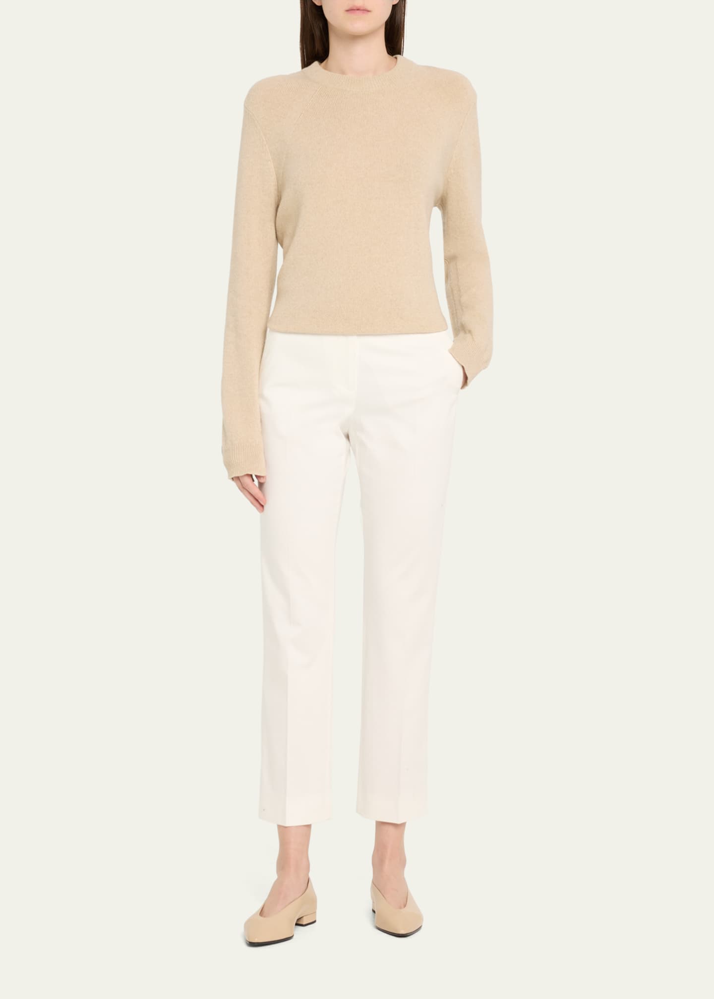 Max Mara Okra Cropped Cotton Stretch Pants Image 2 of 5