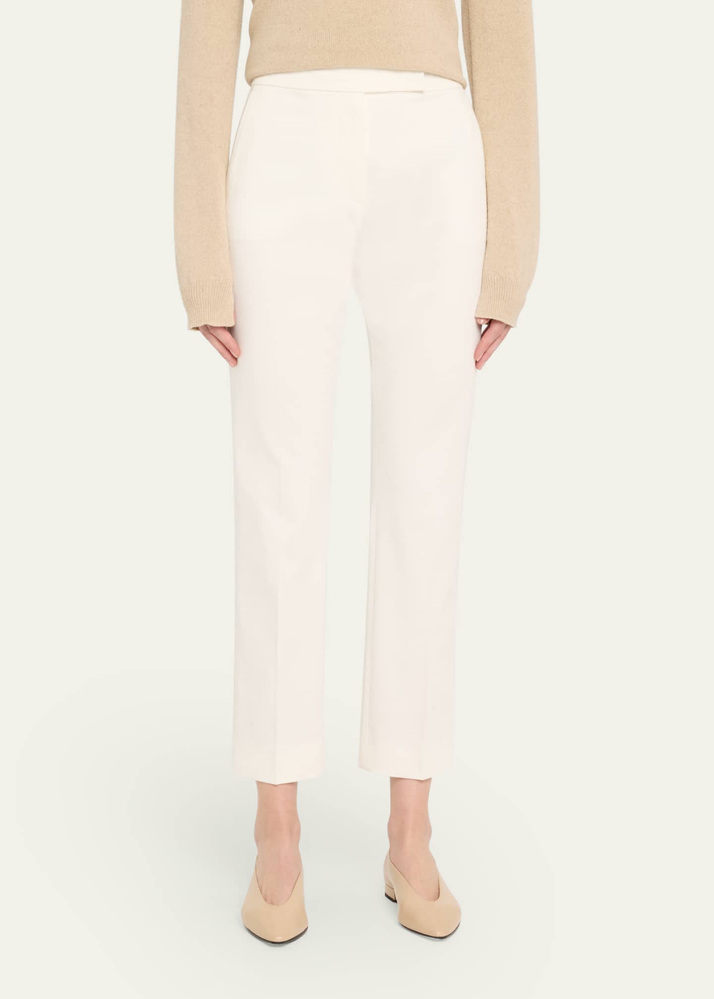 Max Mara Okra Cropped Cotton Stretch Pants Image 4 of 5