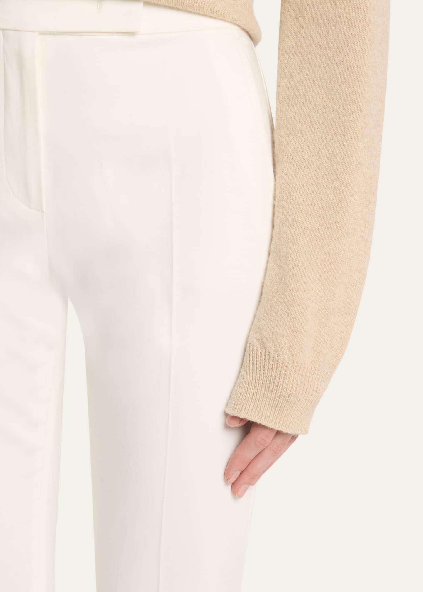 Max Mara Okra Cropped Cotton Stretch Pants Image 5 of 5