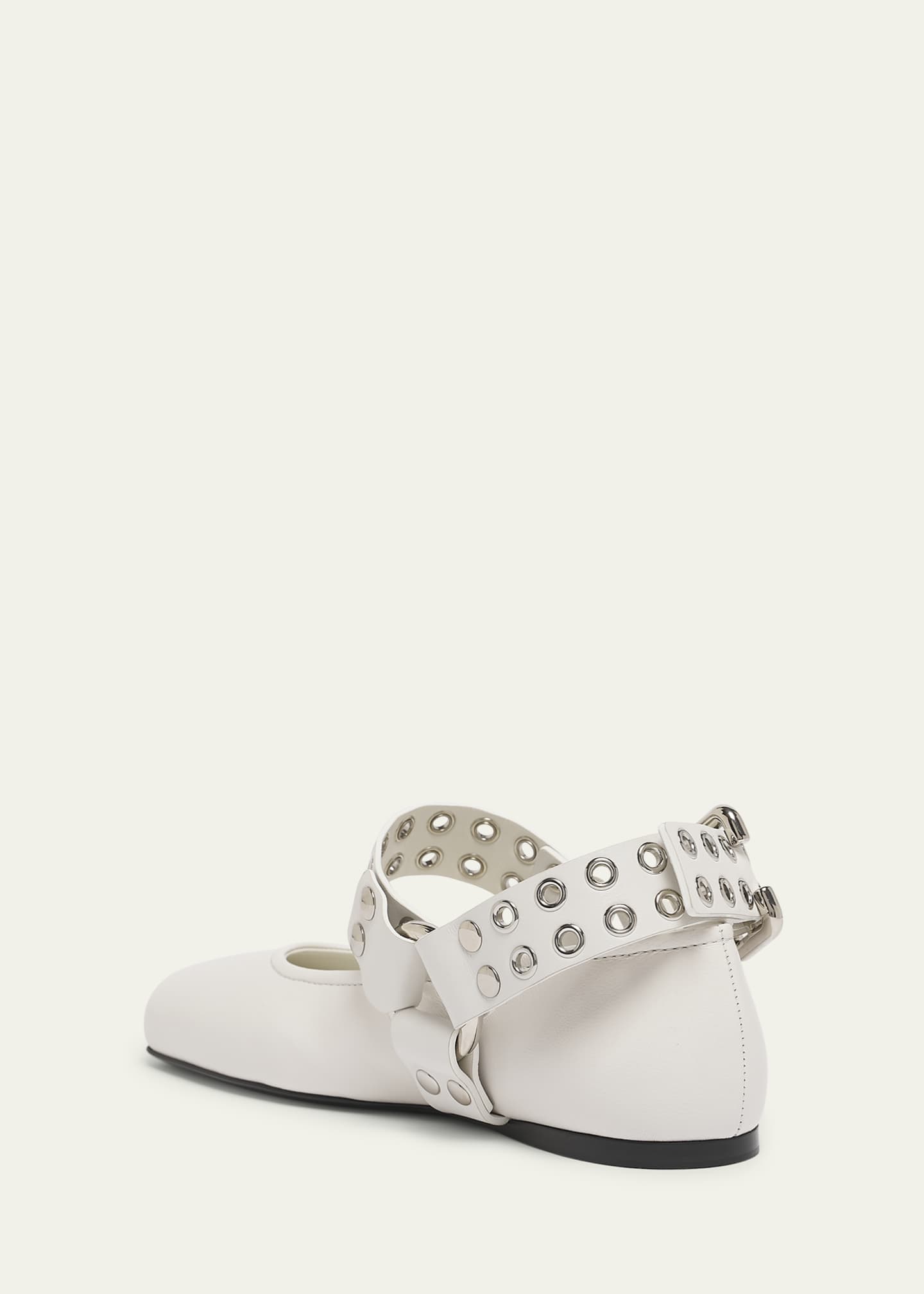ALAIA Leather Grommet Harness Ballerina Flats Image 4 of 6