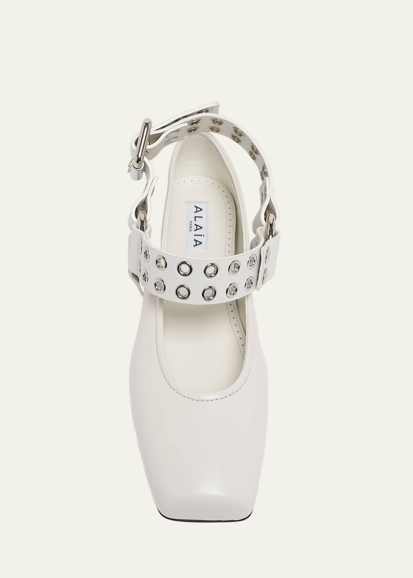 ALAIA Leather Grommet Harness Ballerina Flats Image 6 of 6