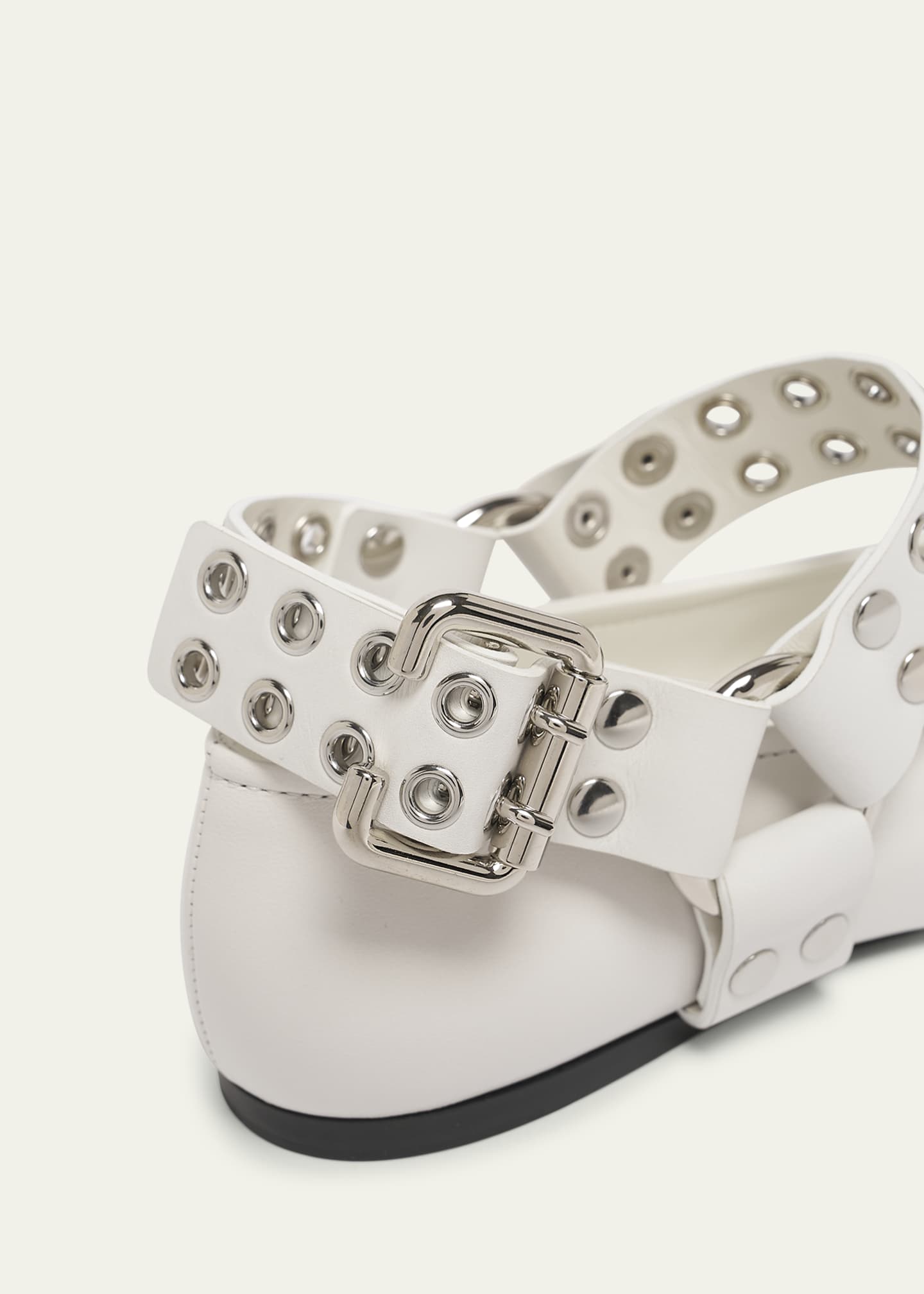 ALAIA Leather Grommet Harness Ballerina Flats Image 5 of 6
