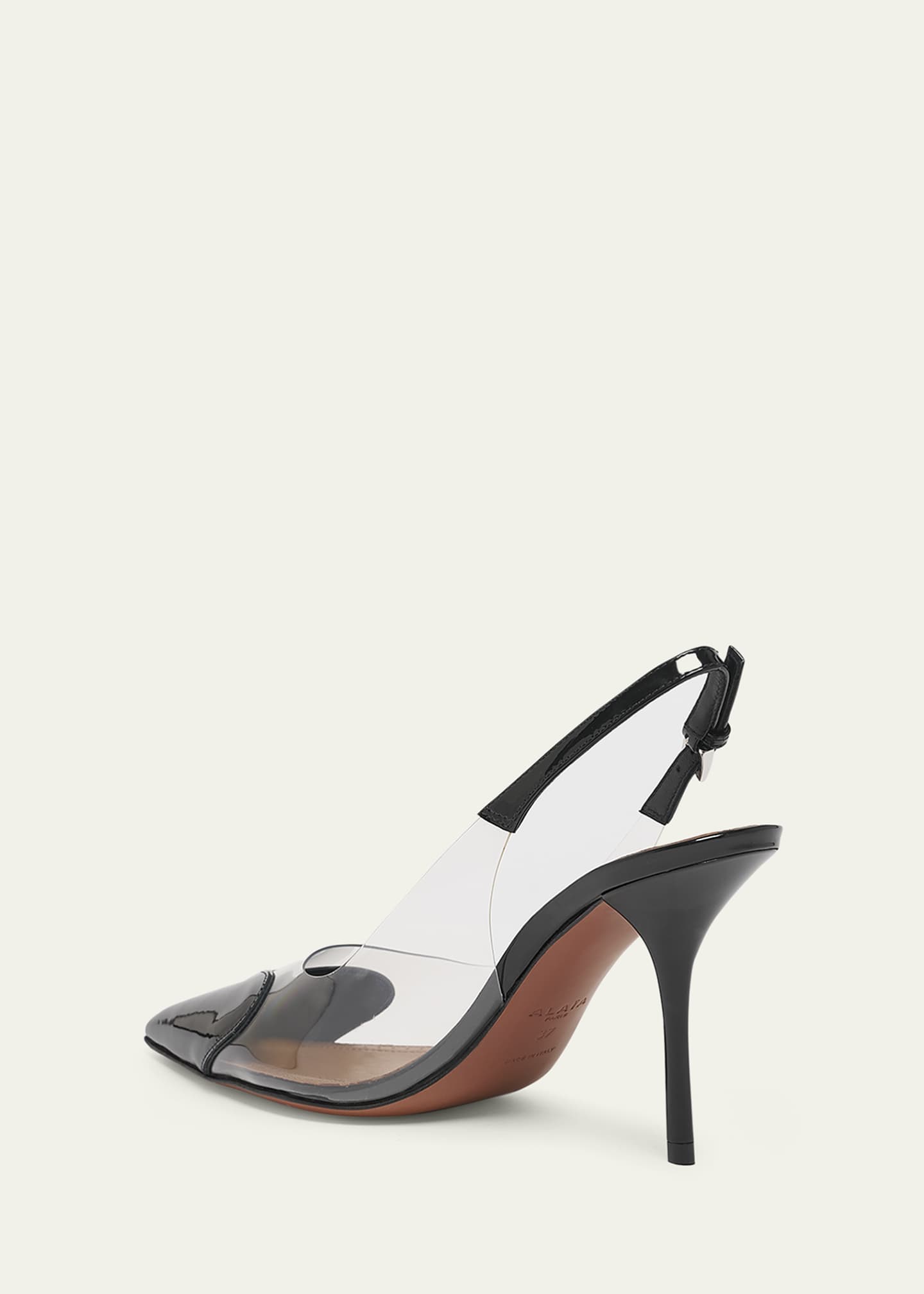 Coeur Clear Patent Heart-Toe Slingback Pumps