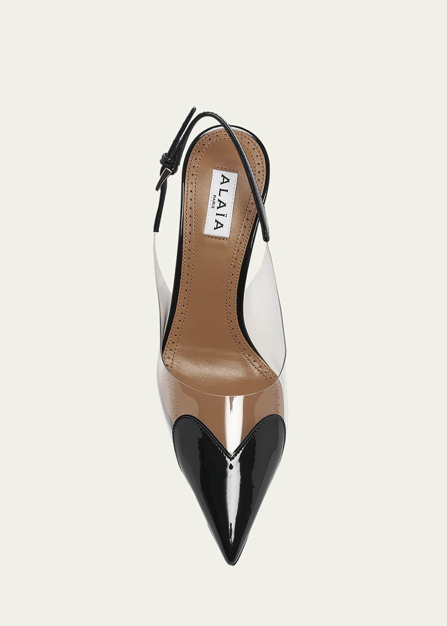 Coeur Clear Patent Heart-Toe Slingback Pumps