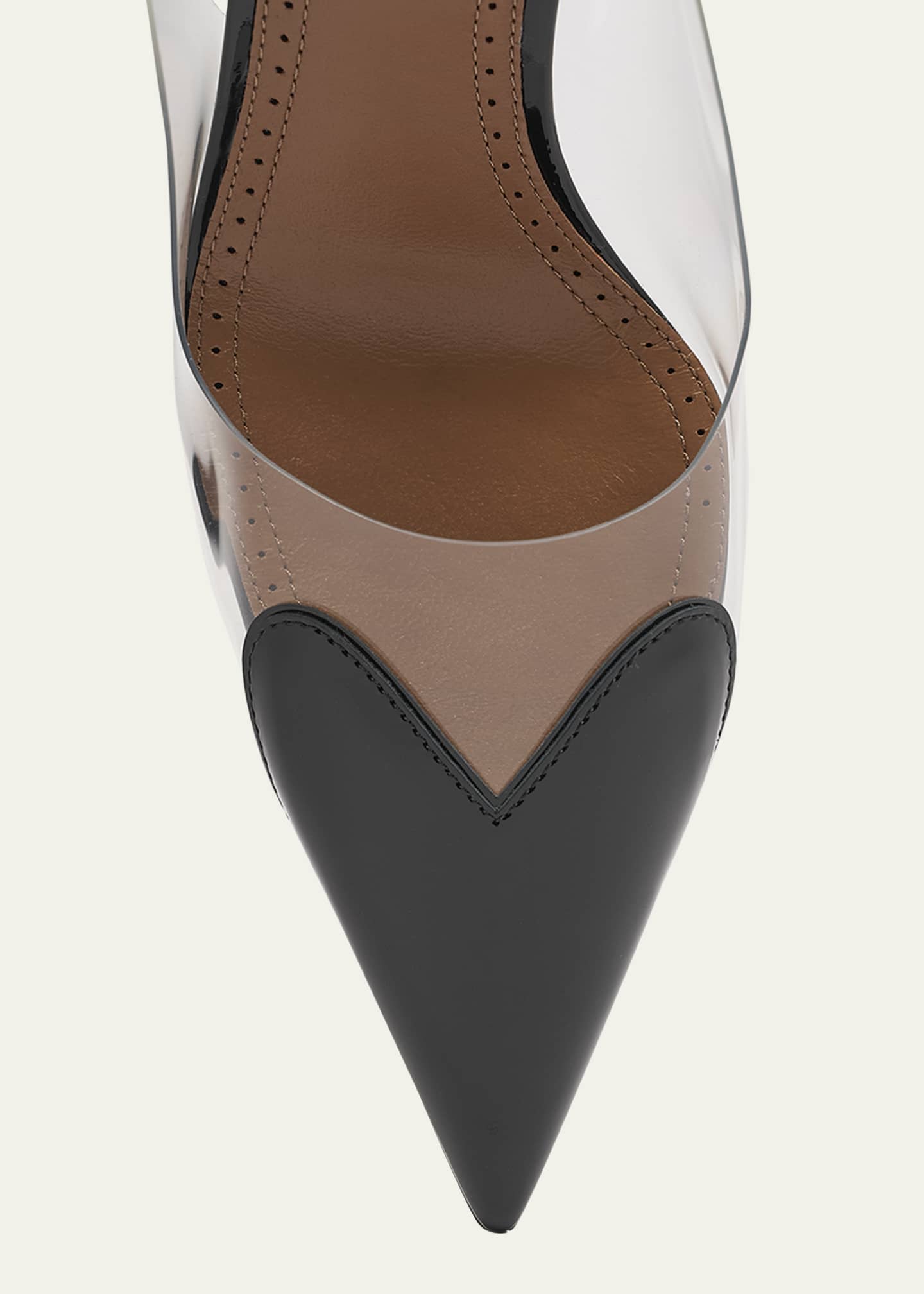 Coeur Clear Patent Heart-Toe Slingback Pumps