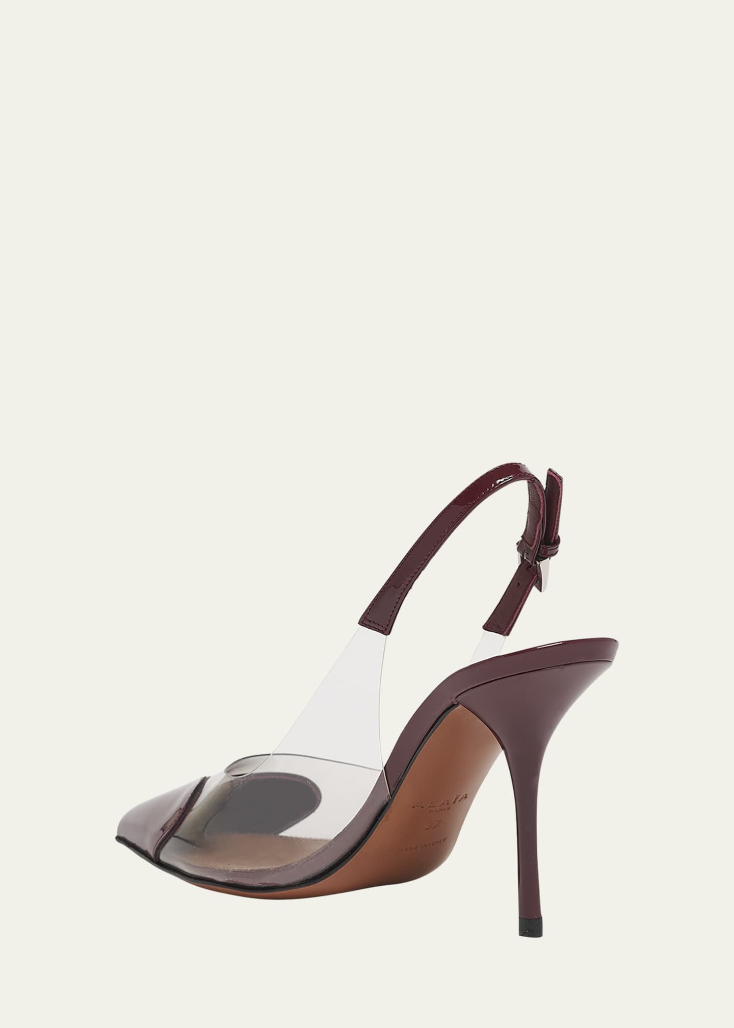 ALAIA Coeur Clear Patent Heart-Toe Slingback Pumps Image 4 of 6
