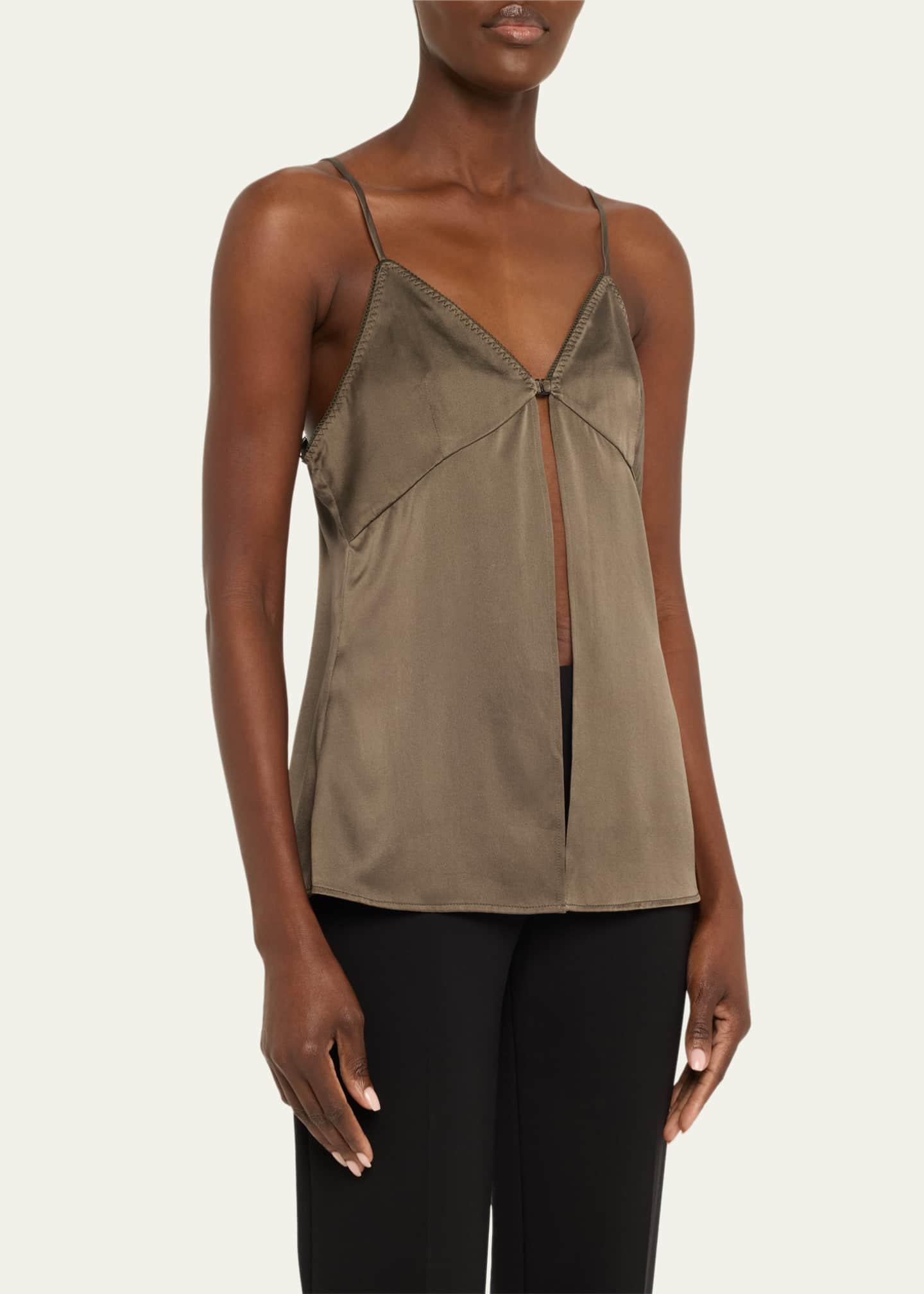 Spaghetti Strap Silk Cami - Thumbnail 4