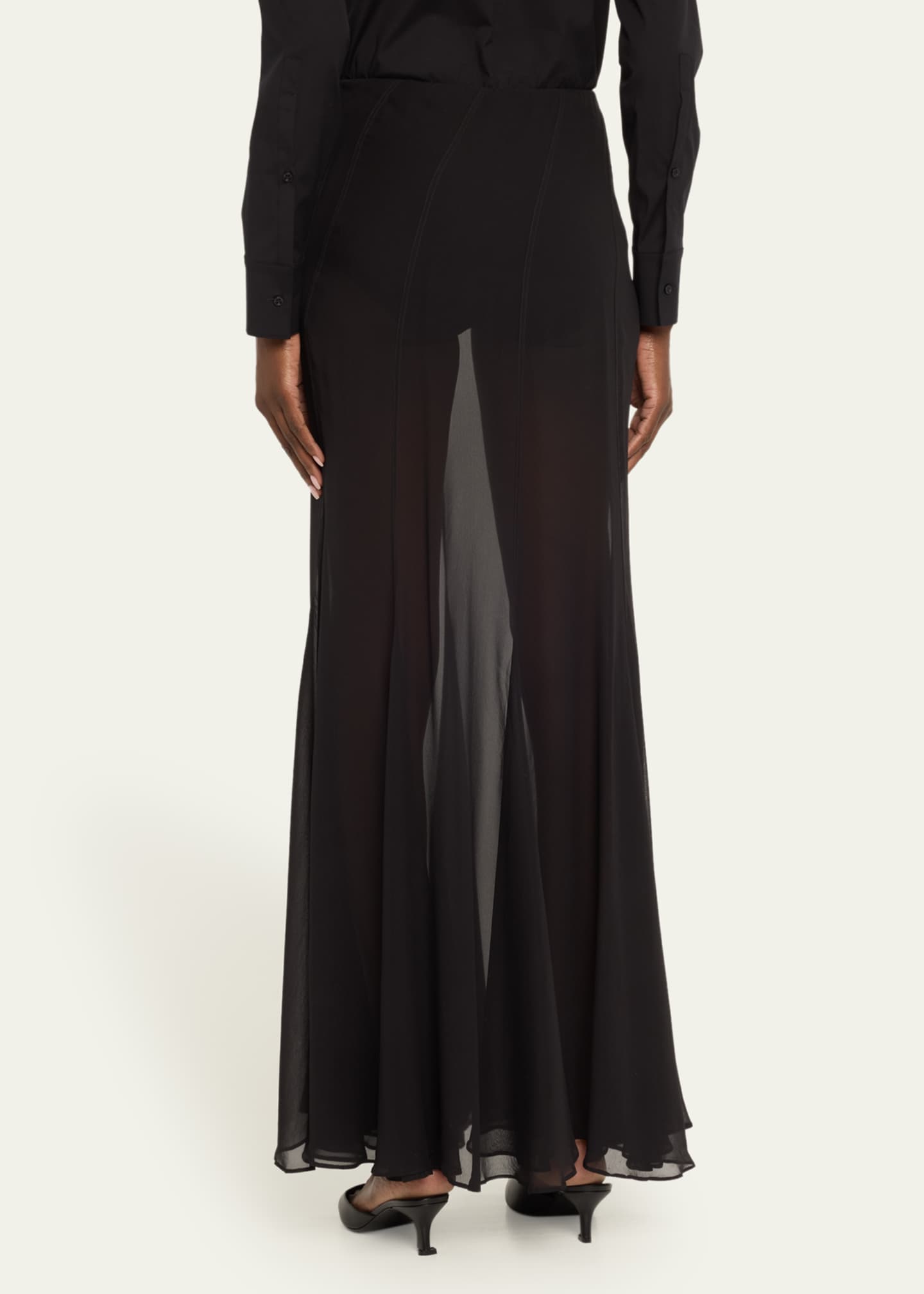 Paneled Silk Maxi Skirt - Thumbnail 3