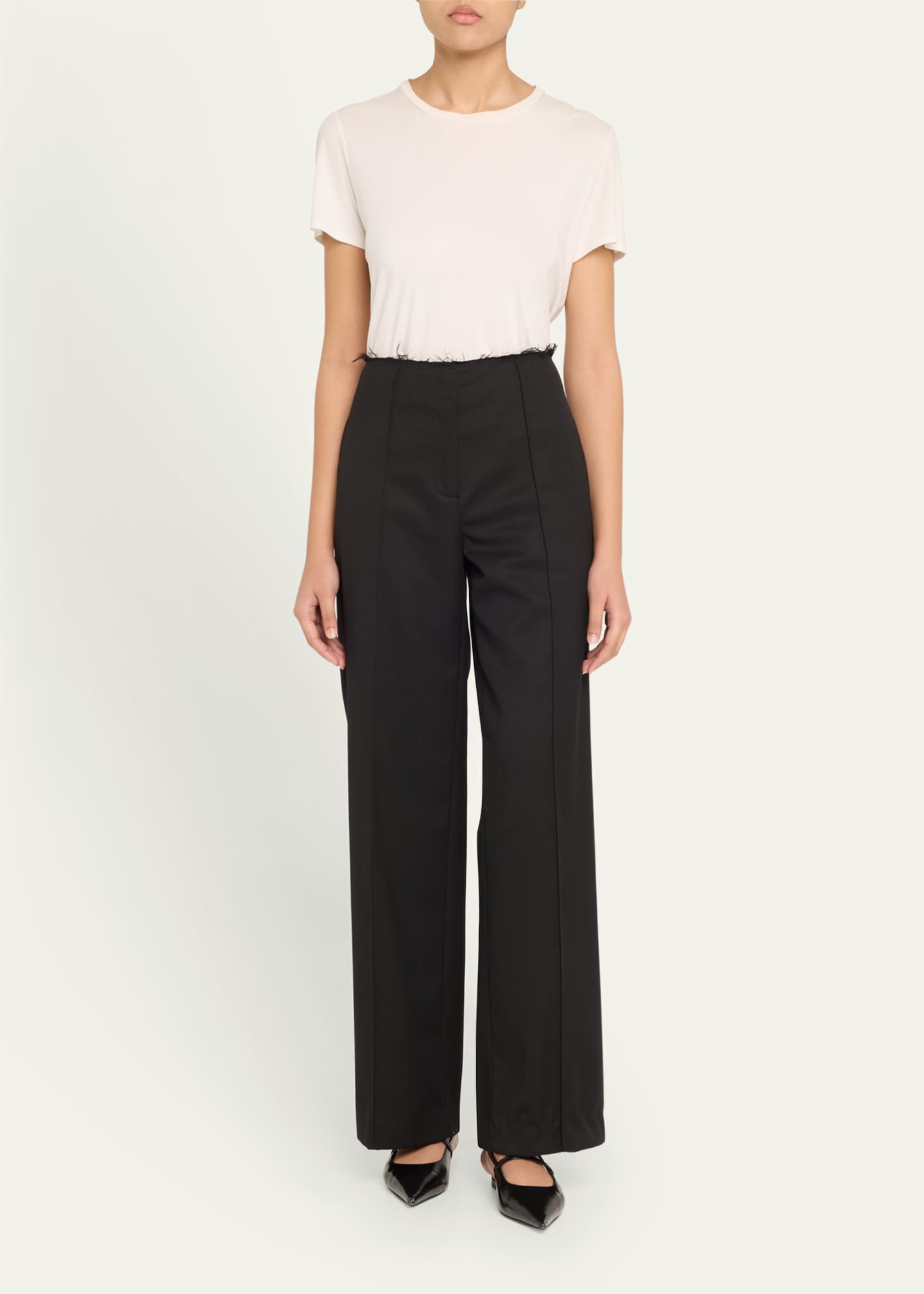 Leon Wool Raw-Edge Pants - Thumbnail 2