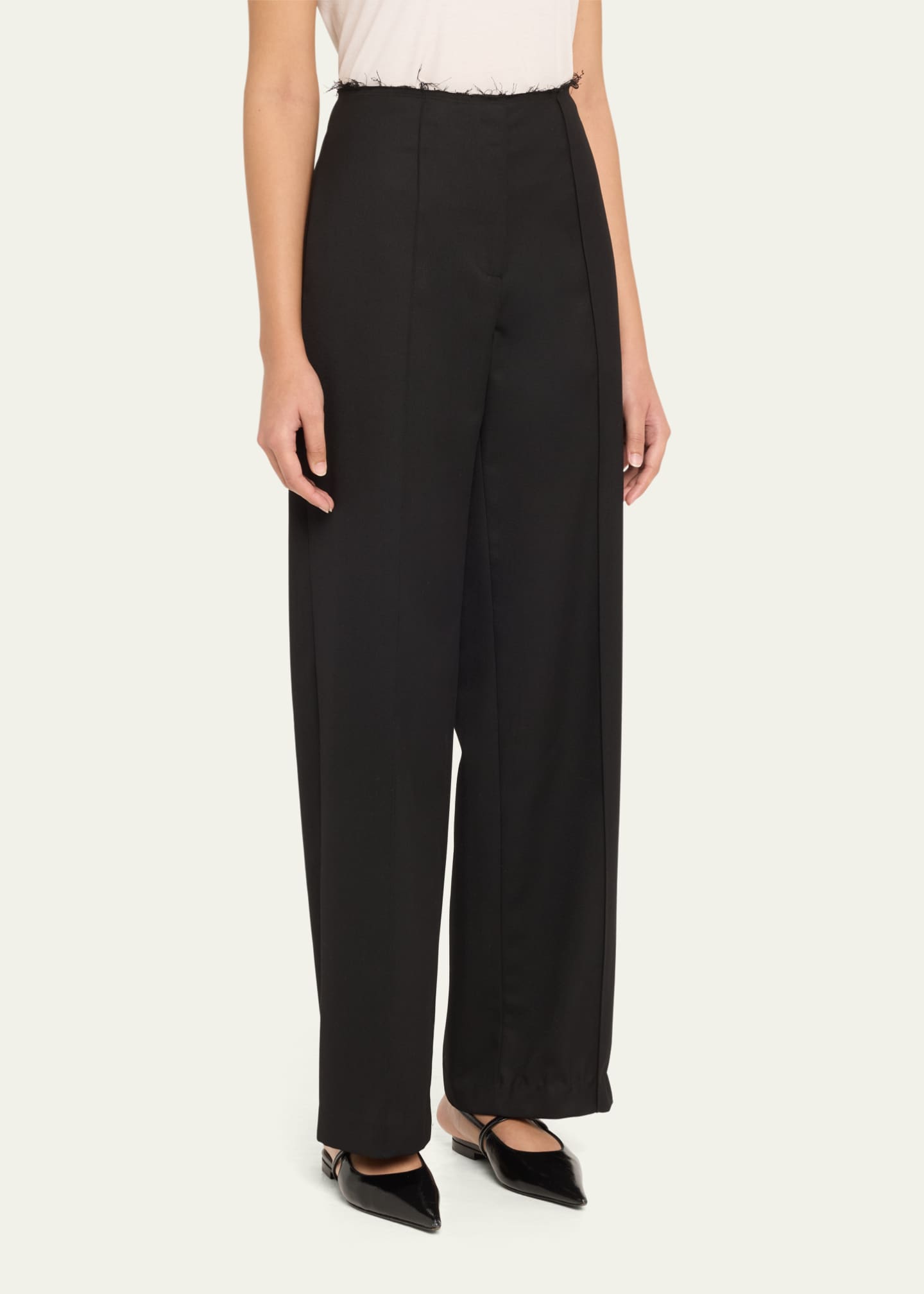 Leon Wool Raw-Edge Pants - Thumbnail 4