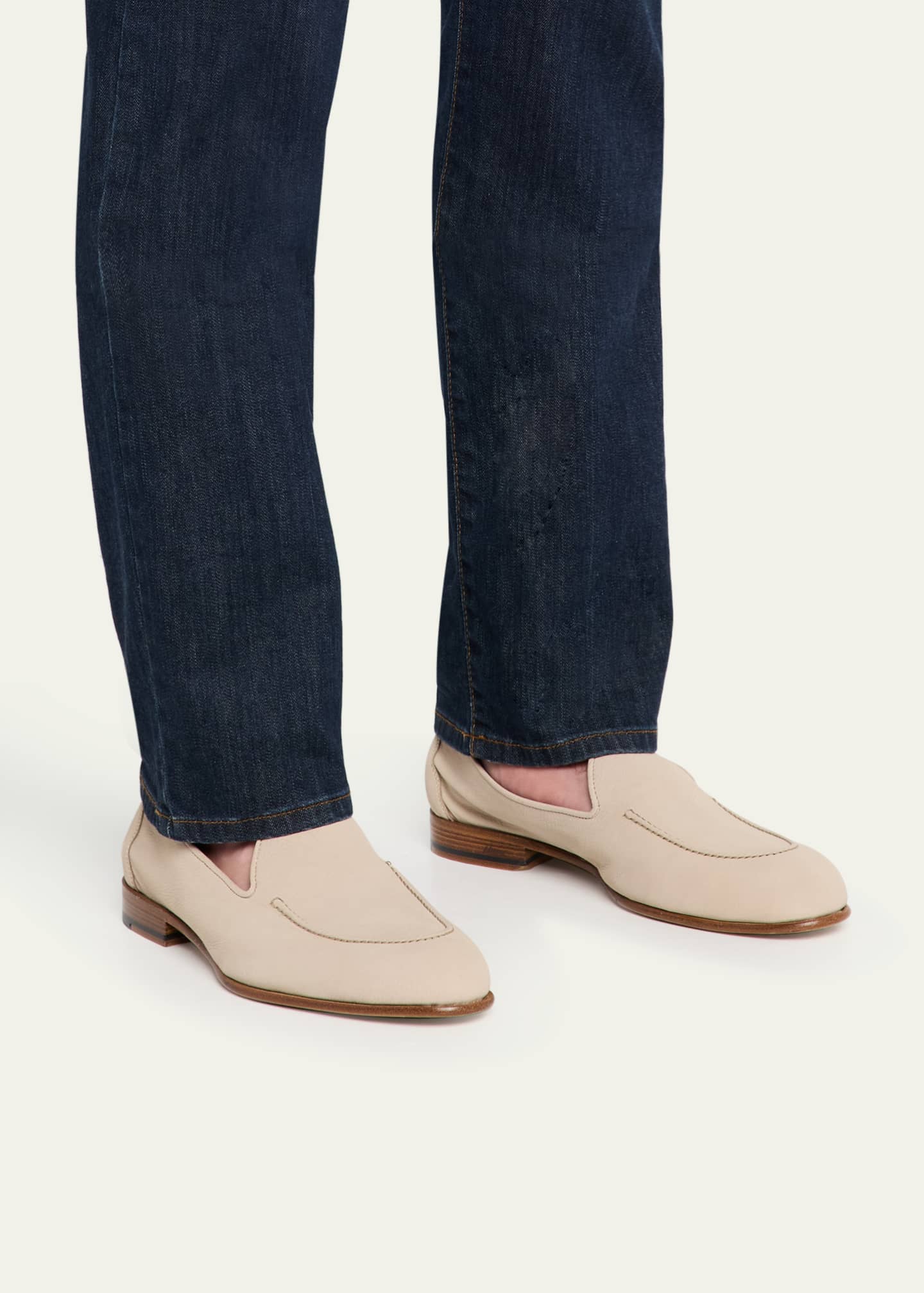 Brioni Men's Appia Nubuck Leather Loafers Image 2 of 6
