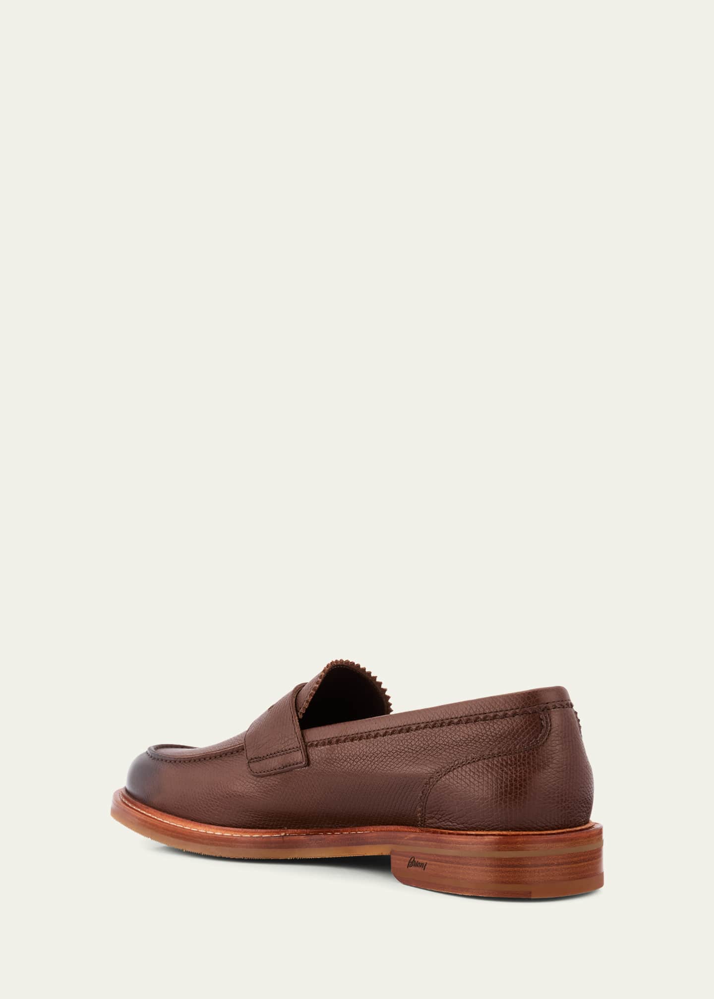Brioni Men's Ease Grained Leather Penny Loafers Image 2 of 4