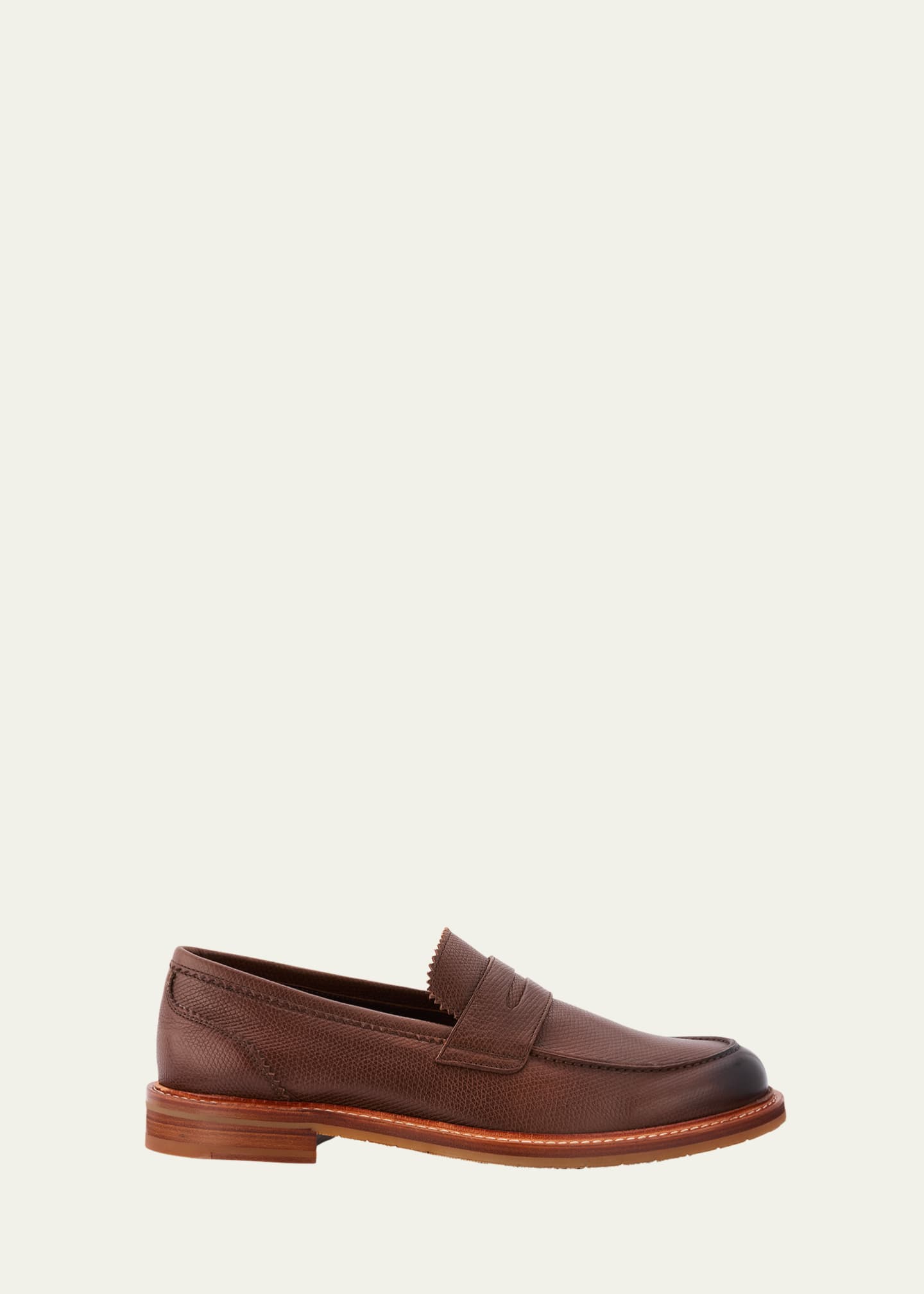 Brioni Men's Ease Grained Leather Penny Loafers Image 1 of 4