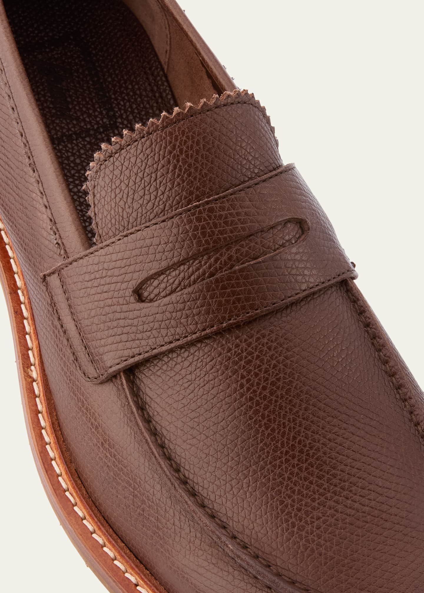 Brioni Men's Ease Grained Leather Penny Loafers Image 3 of 4
