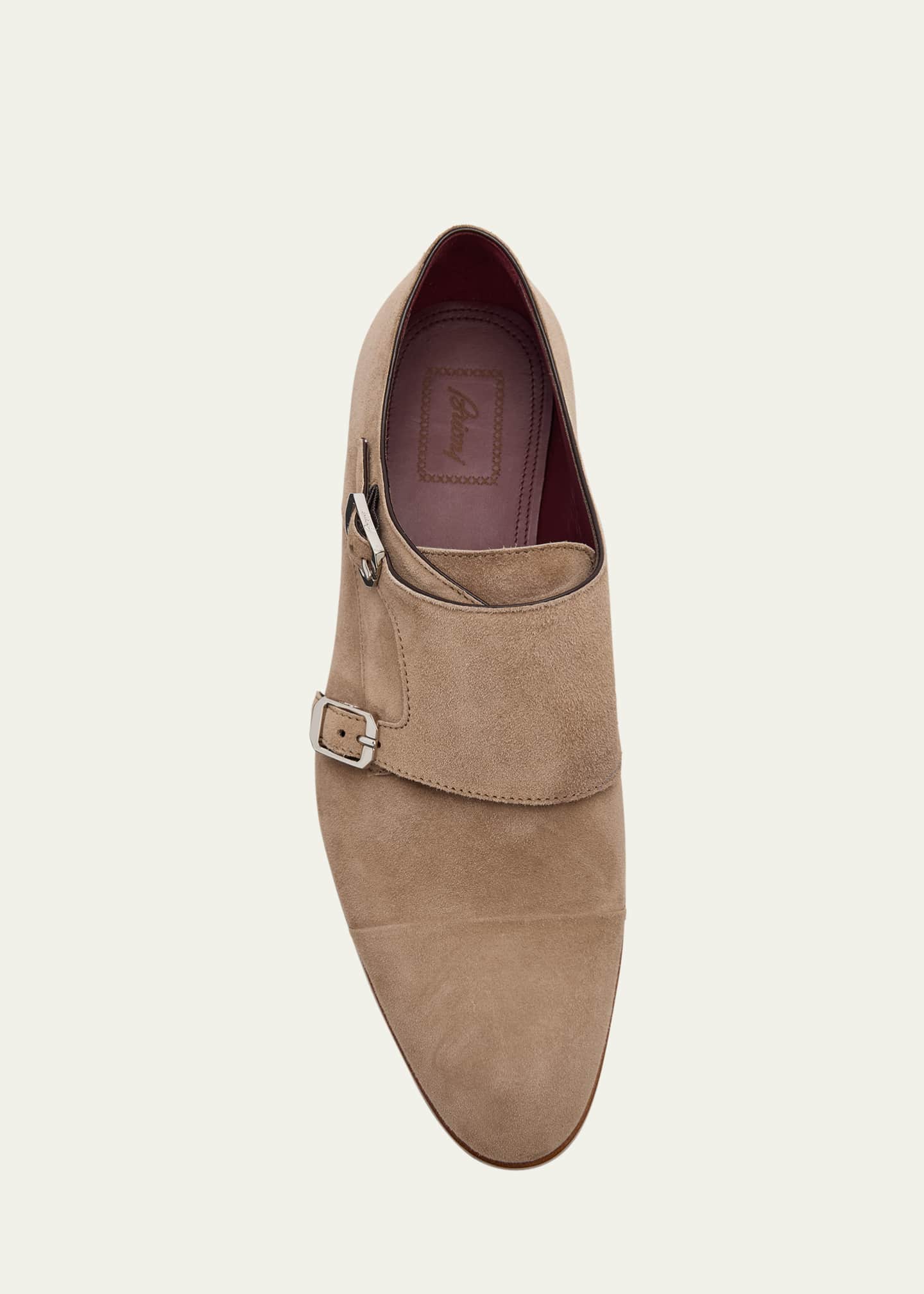 Brioni Men's Milano Leather Double-Monk Strap Loafers Image 4 of 4